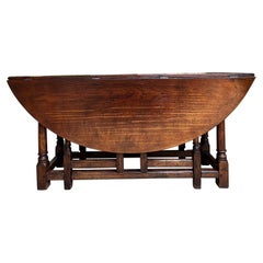 Antique French Hunt Wake Dining TABLE Oak Drop Leaf Gate Leg LARGE Sofa Table