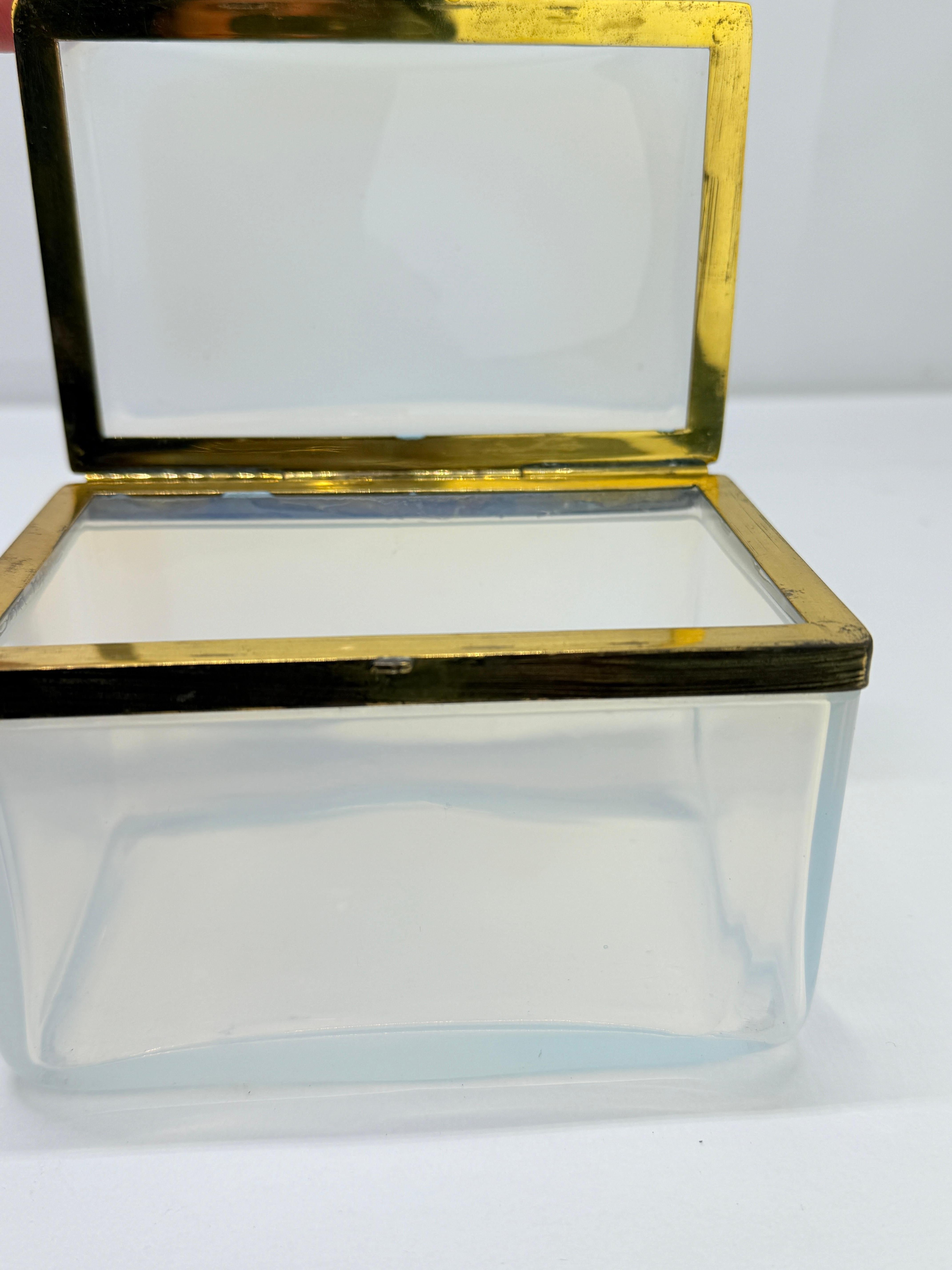Antique French Icy Blue Opaline & Ormolu Hinged Box 1