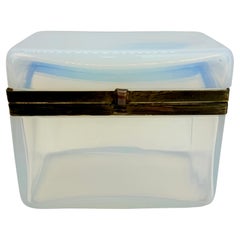Antique French Icy Blue Opaline & Ormolu Hinged Box