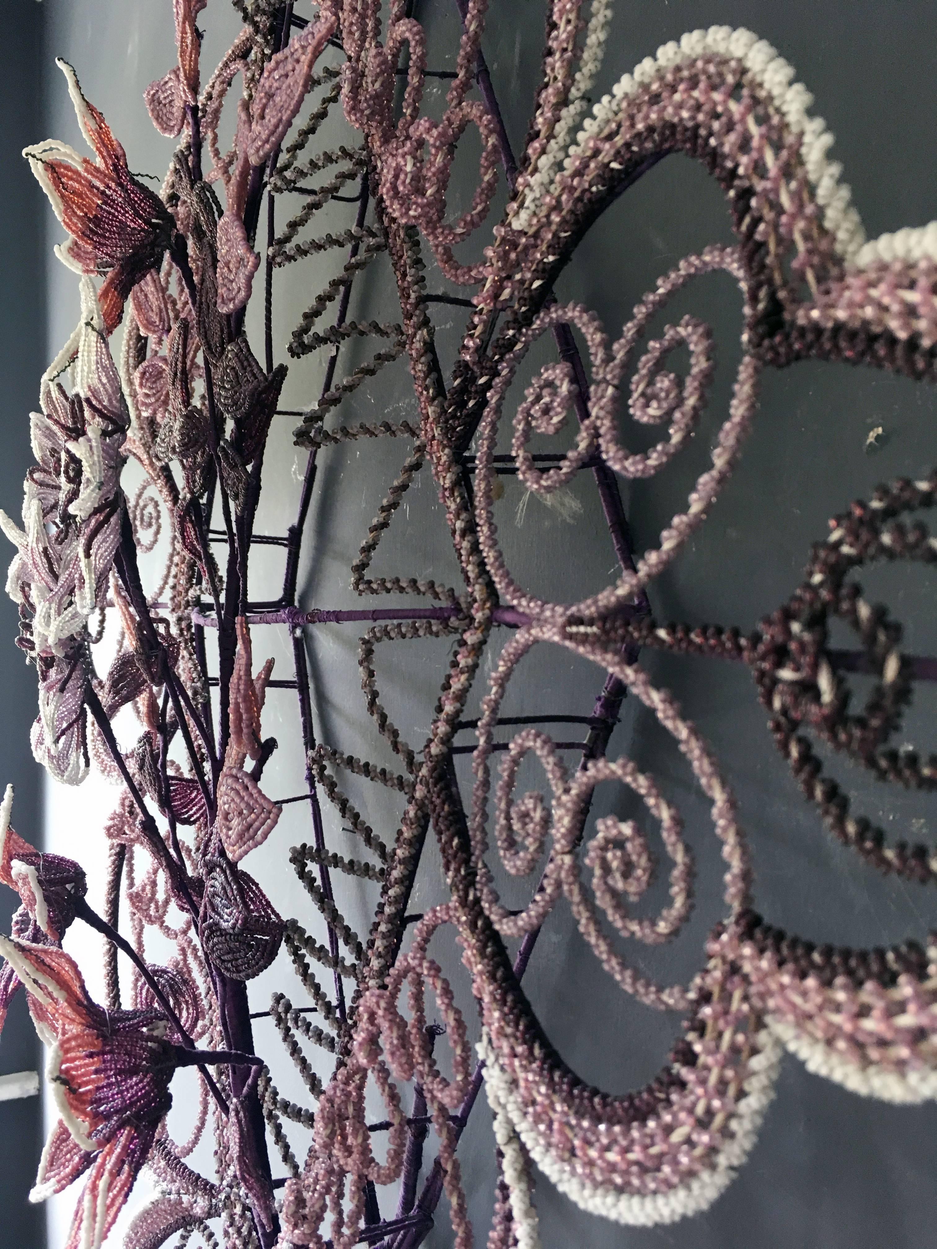 Antique French 'Immortelles' Glass Beaded Wreath, 1900s 2