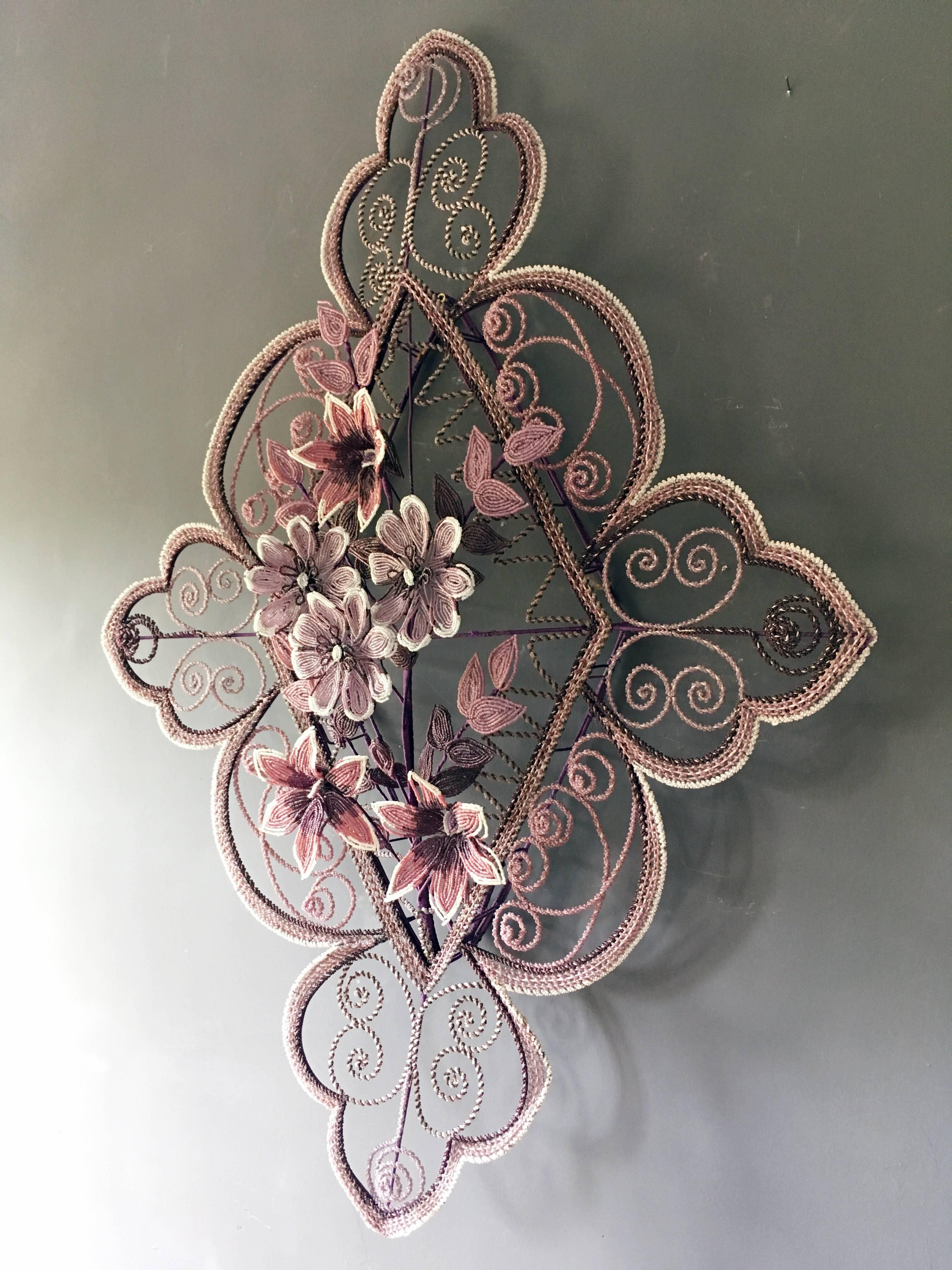Antique French 'Immortelles' Glass Beaded Wreath, 1900s 3