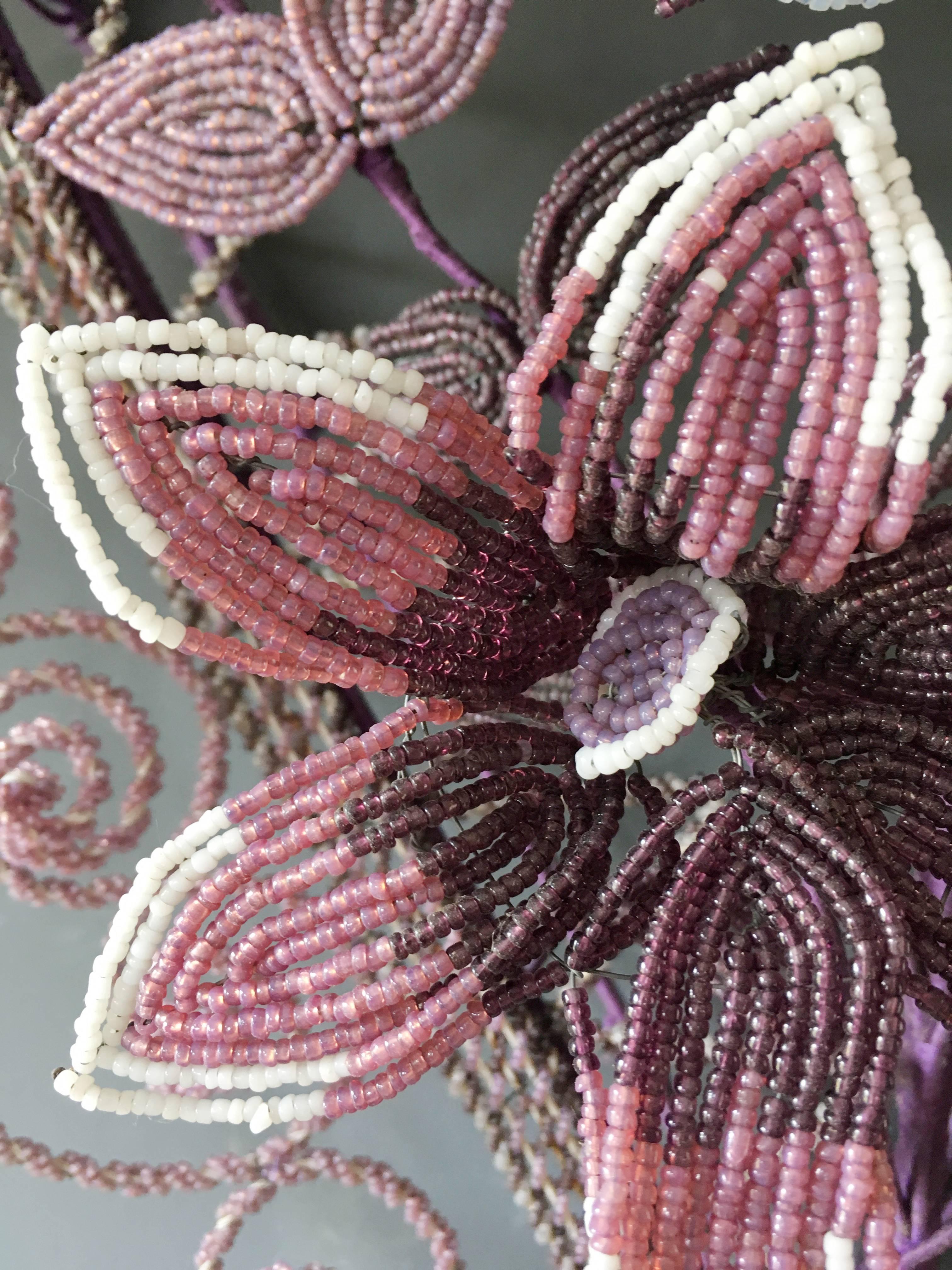 Antique French 'Immortelles' Glass Beaded Wreath, 1900s 4
