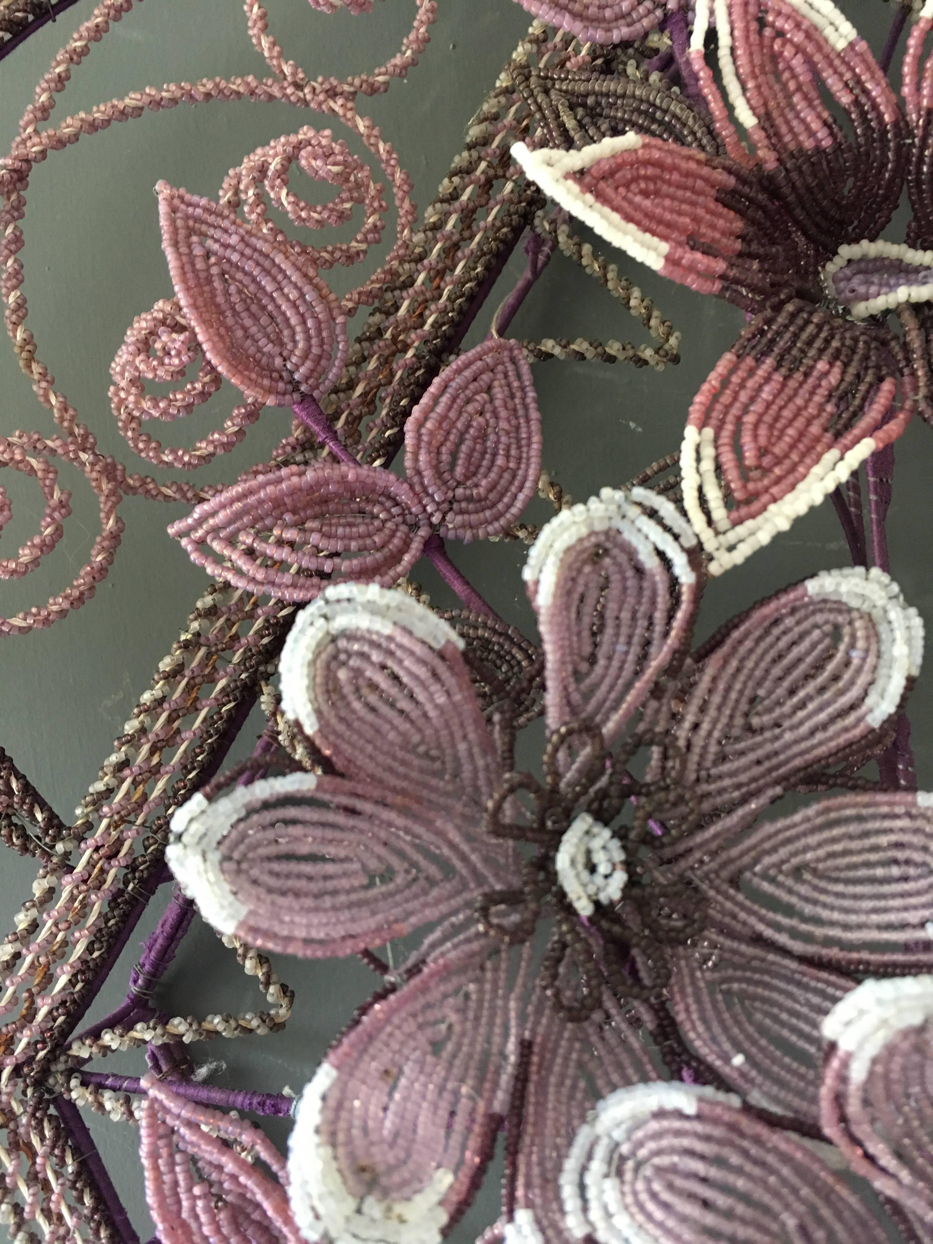 Antique French 'Immortelles' Glass Beaded Wreath, 1900s 5