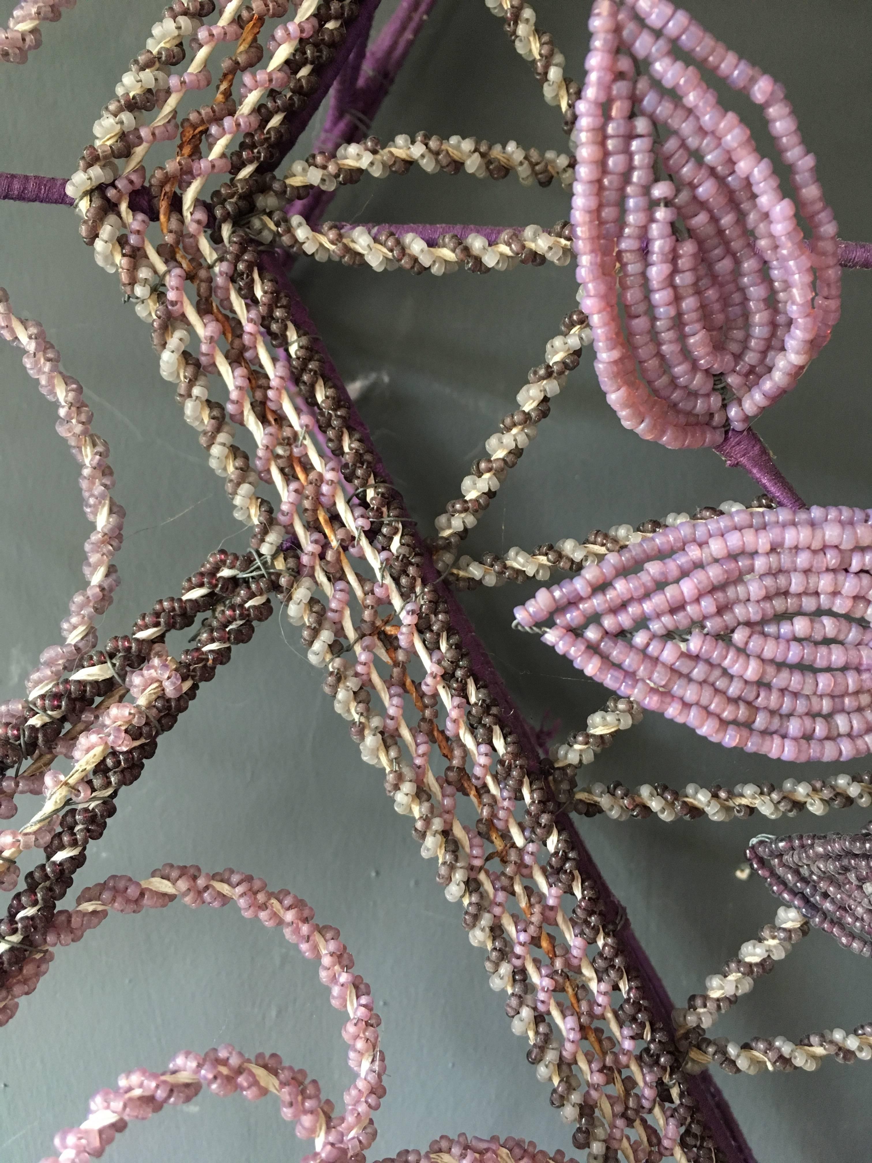Antique French 'Immortelles' Glass Beaded Wreath, 1900s 6