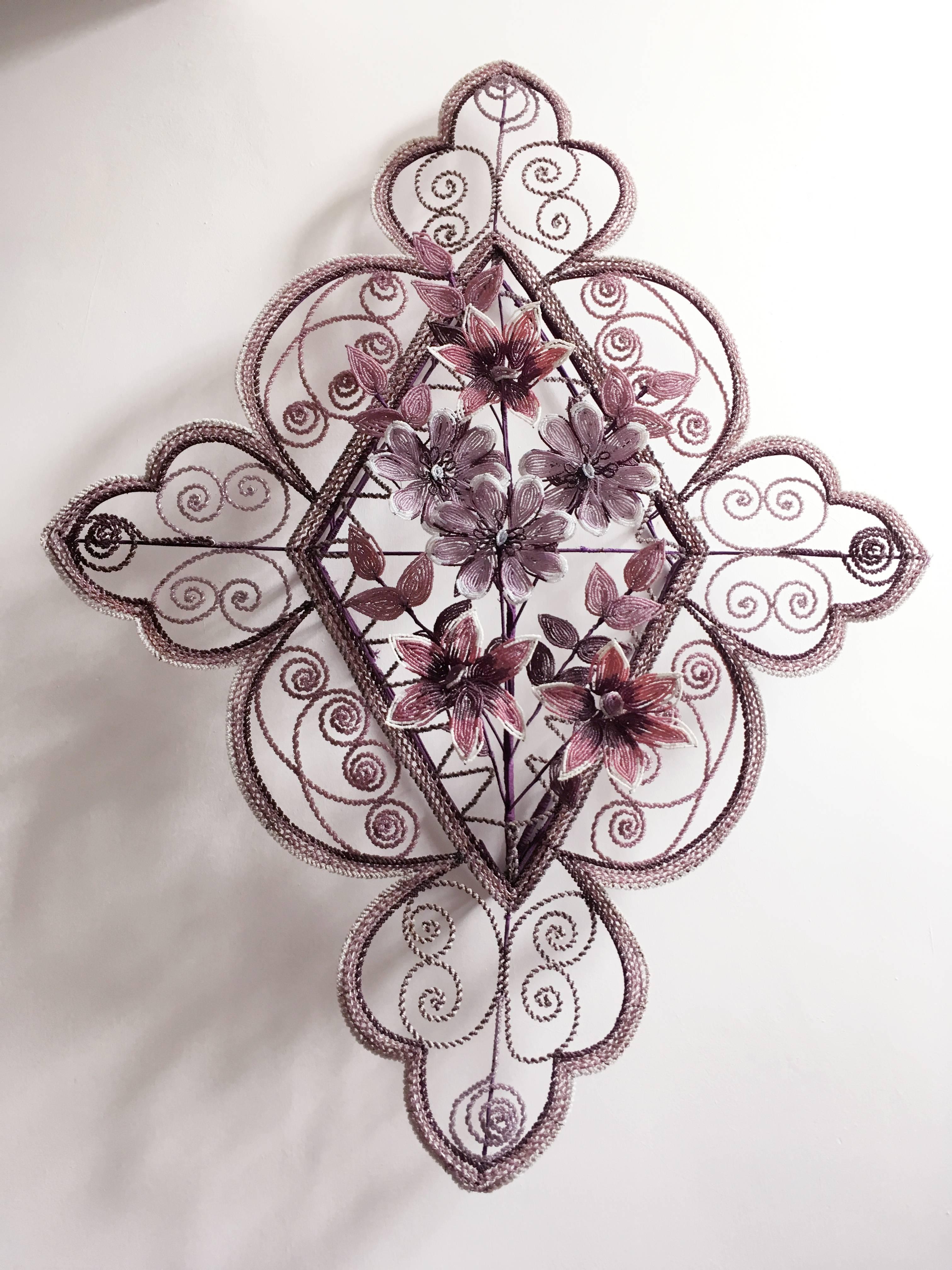 Antique French 'Immortelles' Glass Beaded Wreath, 1900s 7