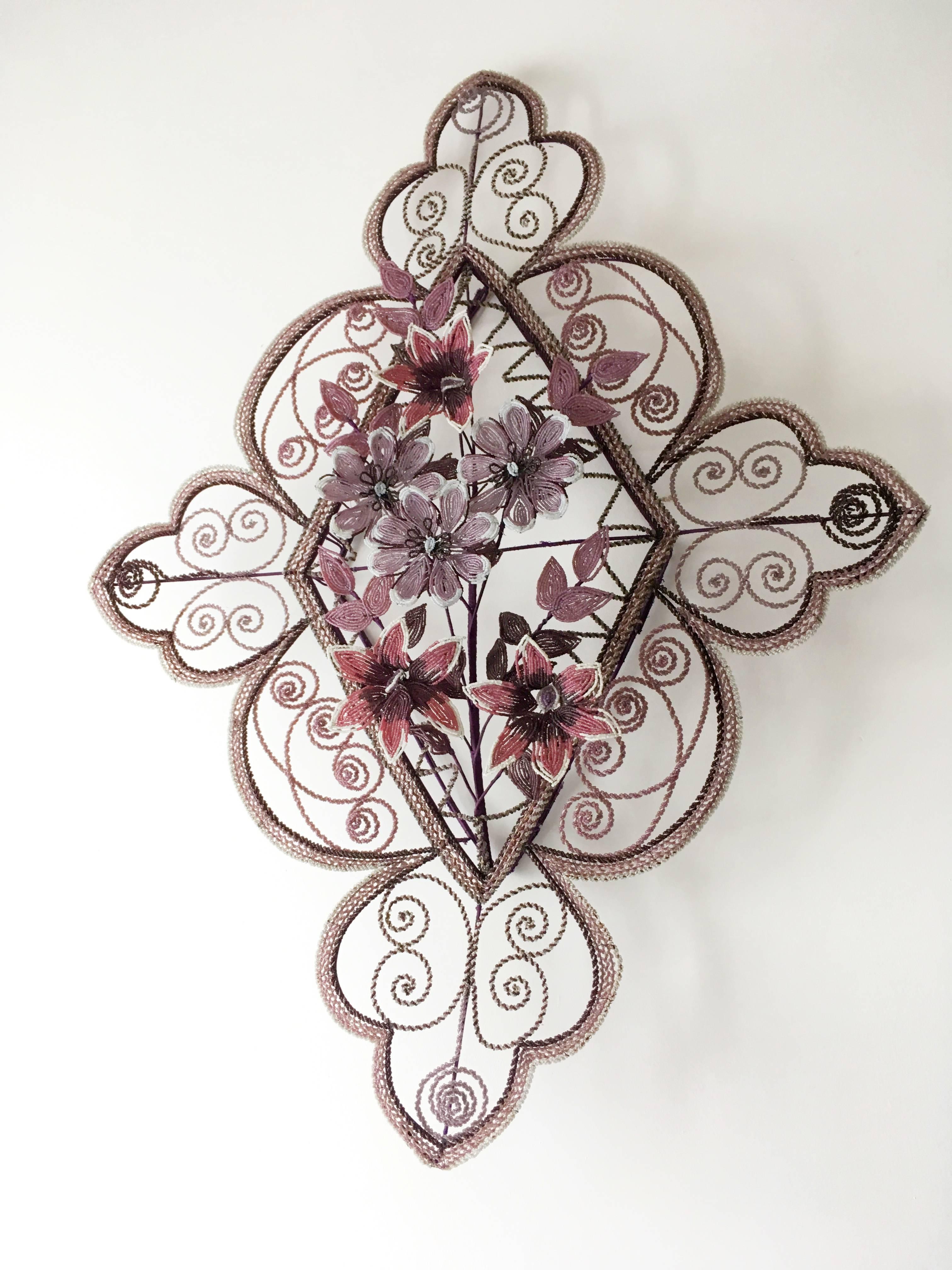 Antique French 'Immortelles' Glass Beaded Wreath, 1900s 8