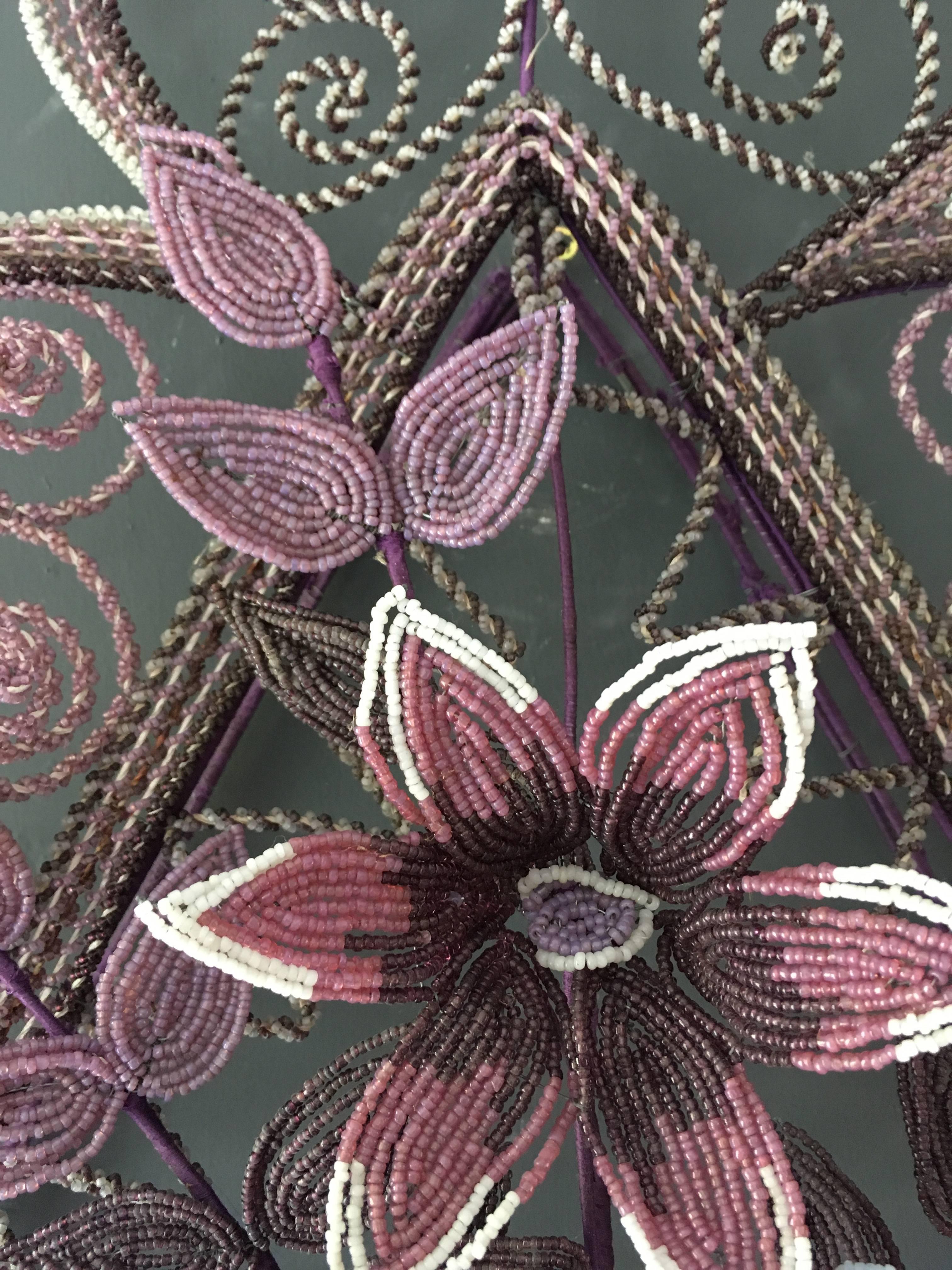Antique French 'Immortelles' Glass Beaded Wreath, 1900s In Good Condition In Hastings, GB