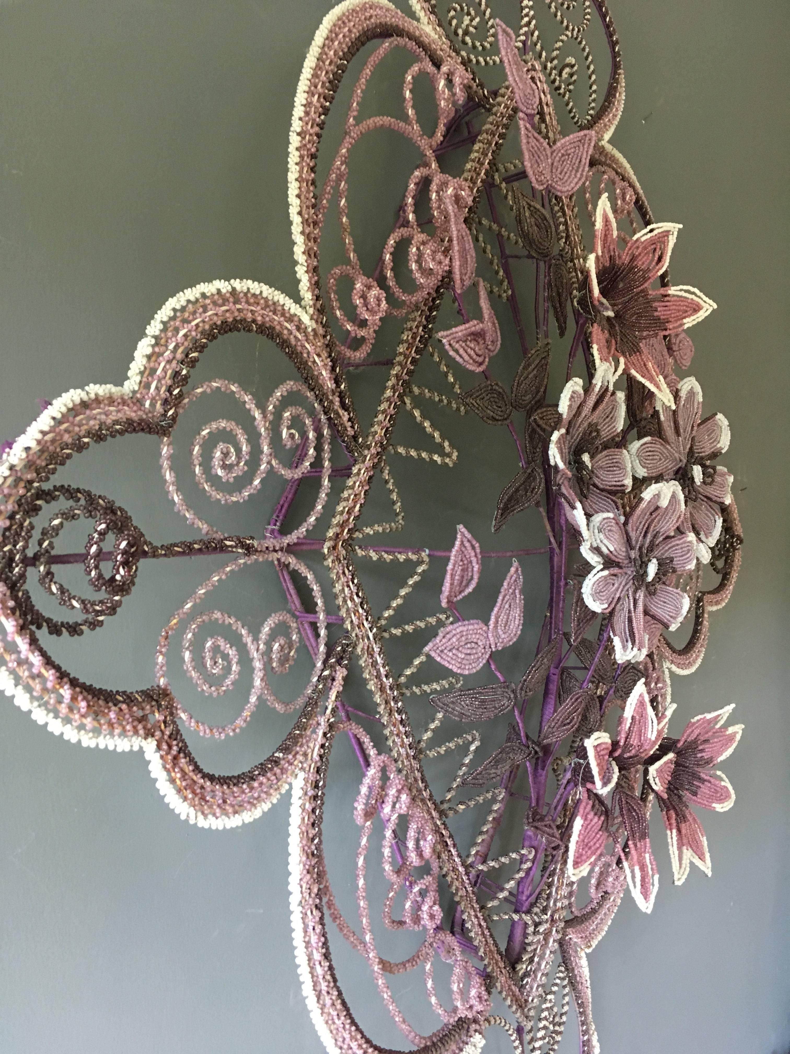 Beads Antique French 'Immortelles' Glass Beaded Wreath, 1900s