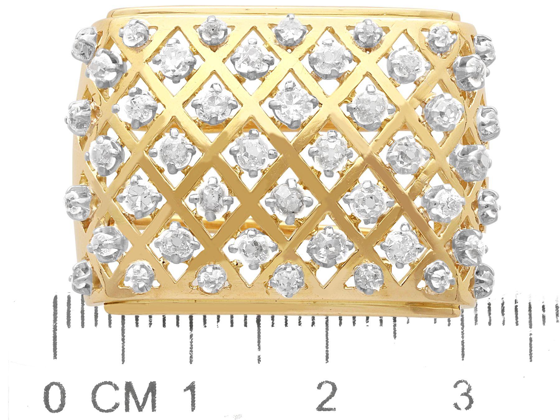 Women's or Men's Antique French Import 2.06ct Diamond and Yellow Gold Brooch, circa 1920 For Sale