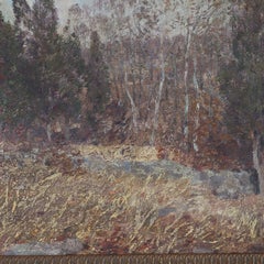 Antiguo cuadro de paisaje impresionista francés al óleo sobre lienzo c1910