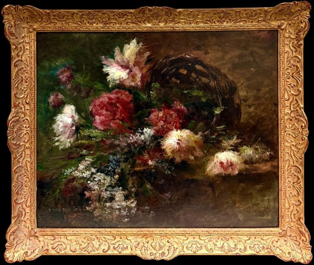 Abundant Profusion of Flowers
French Impressionist, circa 1900
indistinctly signed 
inscribed
oil on canvas, framed
framed: 31 x 38 inches
canvas:  26 x 32 inches
Provenance: private collection, UK
Condition: very good condition

This richly