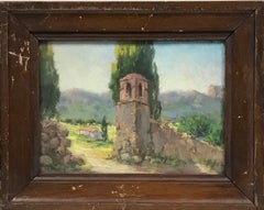 Sonne beleuchtete antike französische impressionistische Landschaft Pastell, goldenes Licht Provence