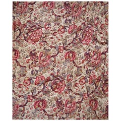 Antique French Indienne exotic flowers and leaves Cotton Quilt