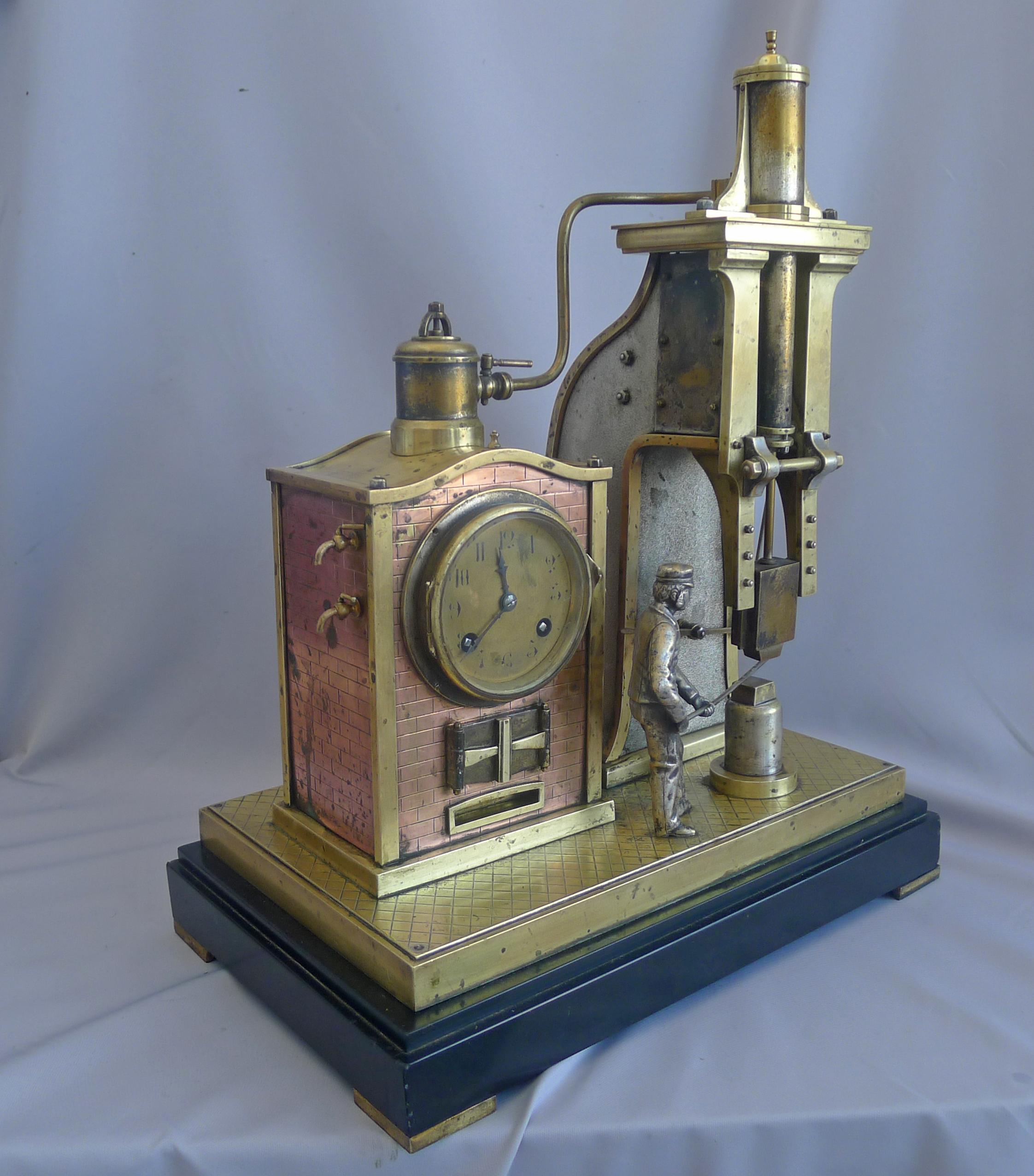 Antique French Industrial Foundryman Mantel Clock by Guilmet In Excellent Condition In London, GB