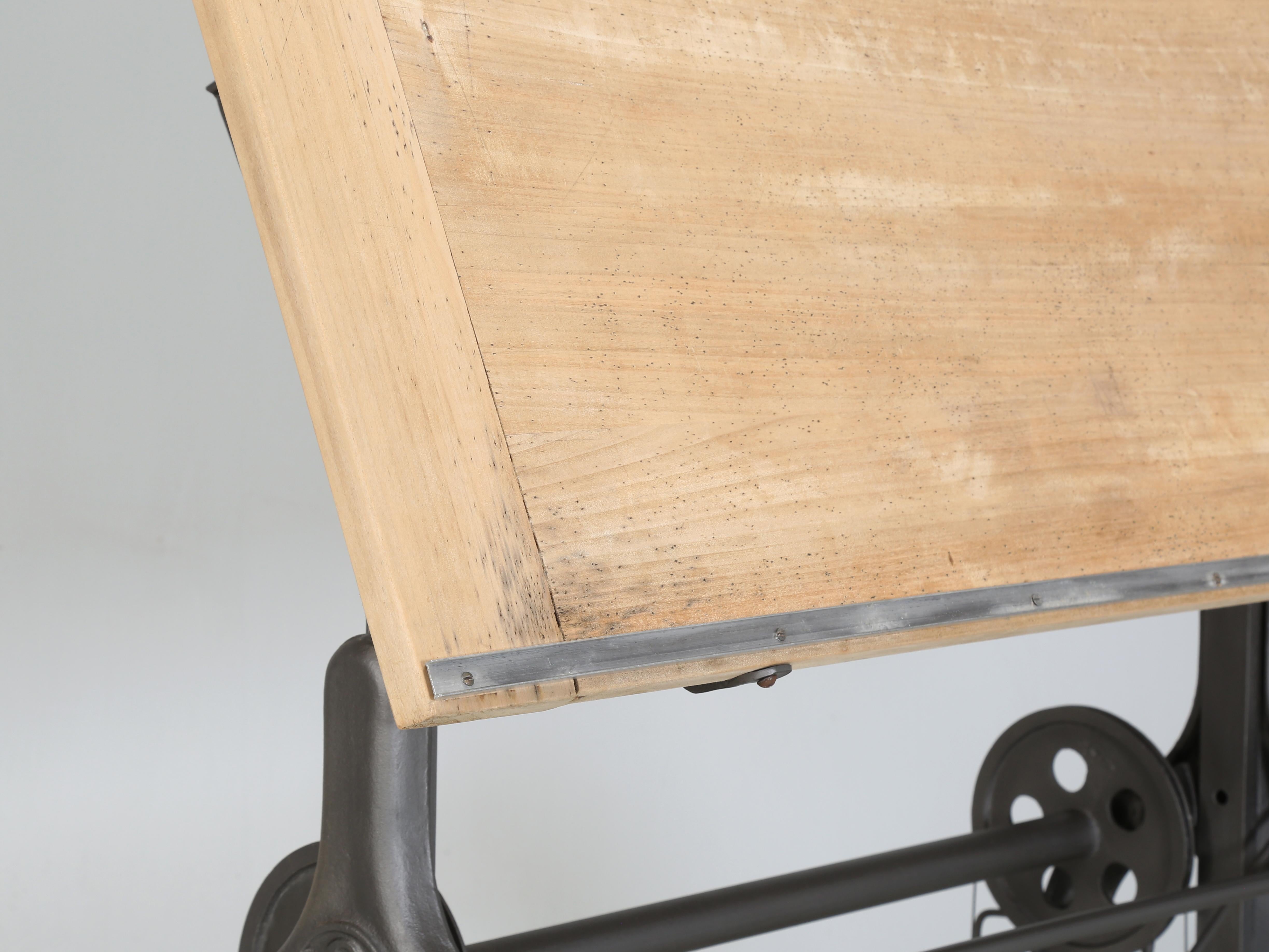 Steel Antique French Industrial Mechanical Architect's Drafting Table in Cast Iron