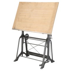 Antique French Industrial Mechanical Architect's Drafting Table in Cast Iron