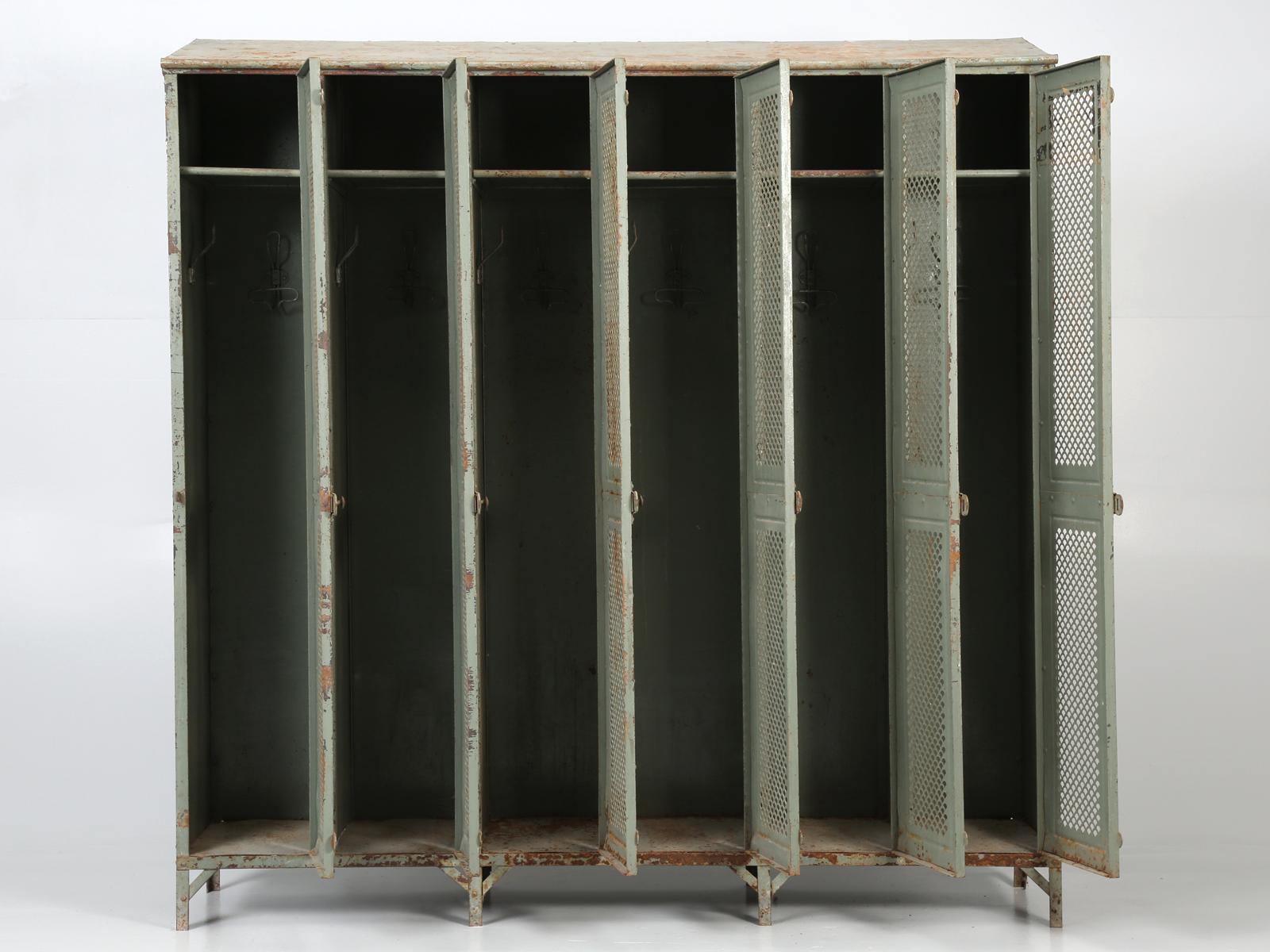 Antique French Steel Industrial Original Painted Lockers 6