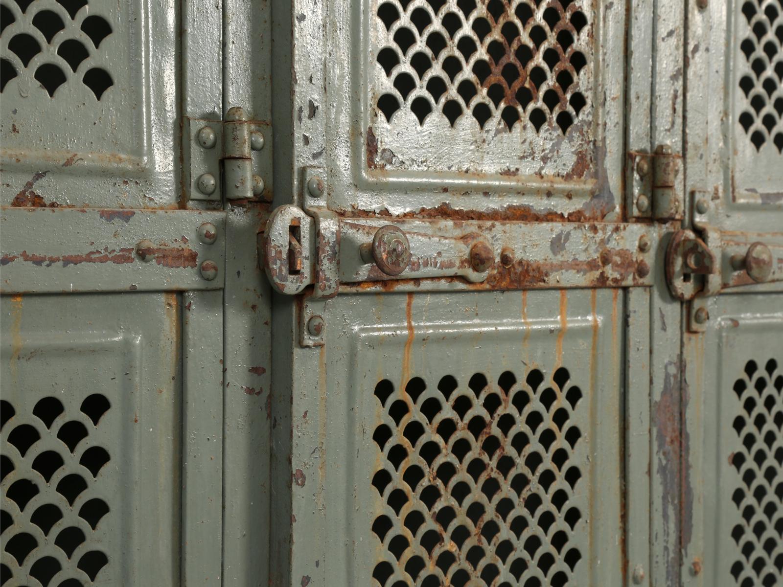 Antique French Steel Industrial Original Painted Lockers 1