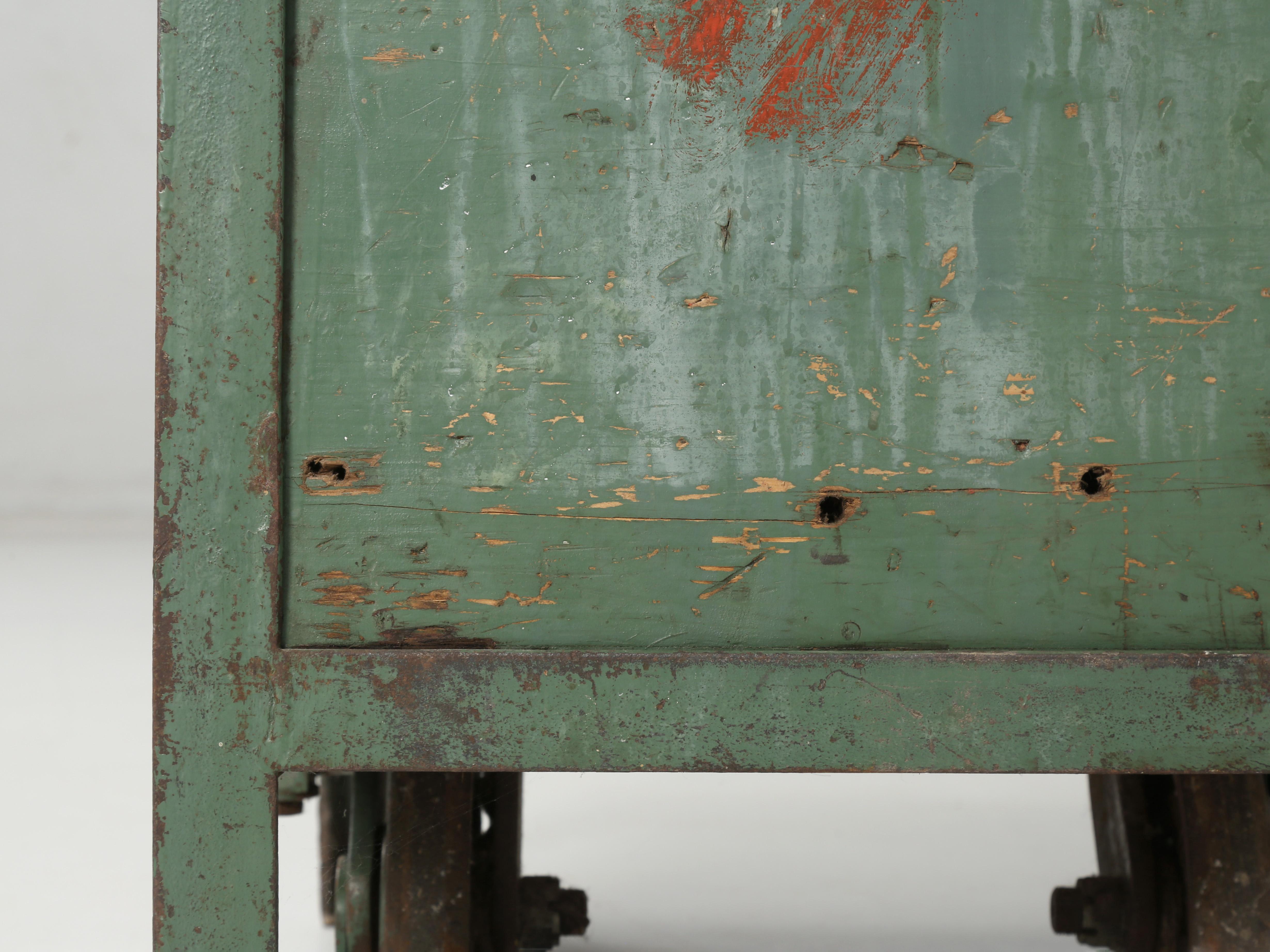 Cast Antique French Industrial Painted Cabinet Converted to a Bathroom Vanity Sink 