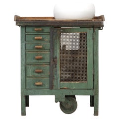 Antique French Industrial Painted Cabinet Converted to a Bathroom Vanity Sink 