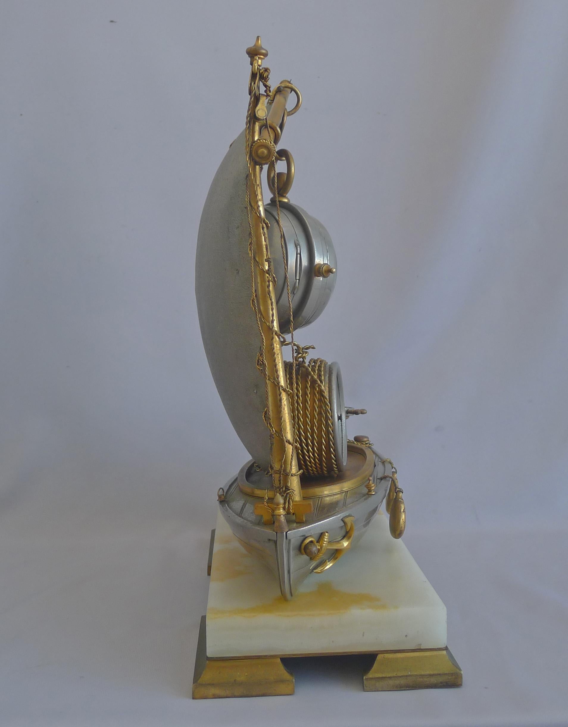 Antique French Industrial Sailboat Compendium Clock In Excellent Condition In London, GB