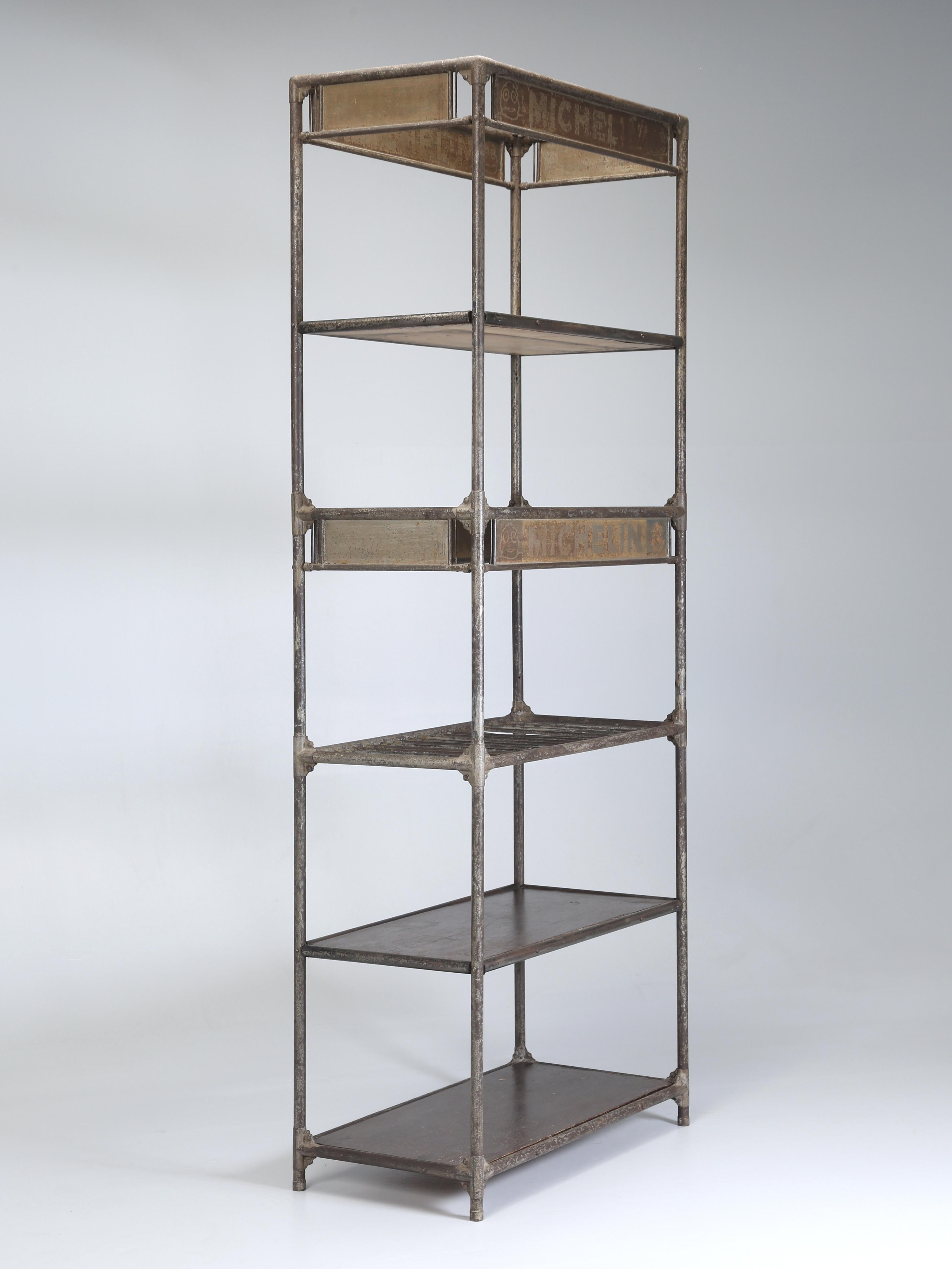 Michelin Antique French Industrial Steel Shelf Unit Made in France c1900-1920 For Sale 6