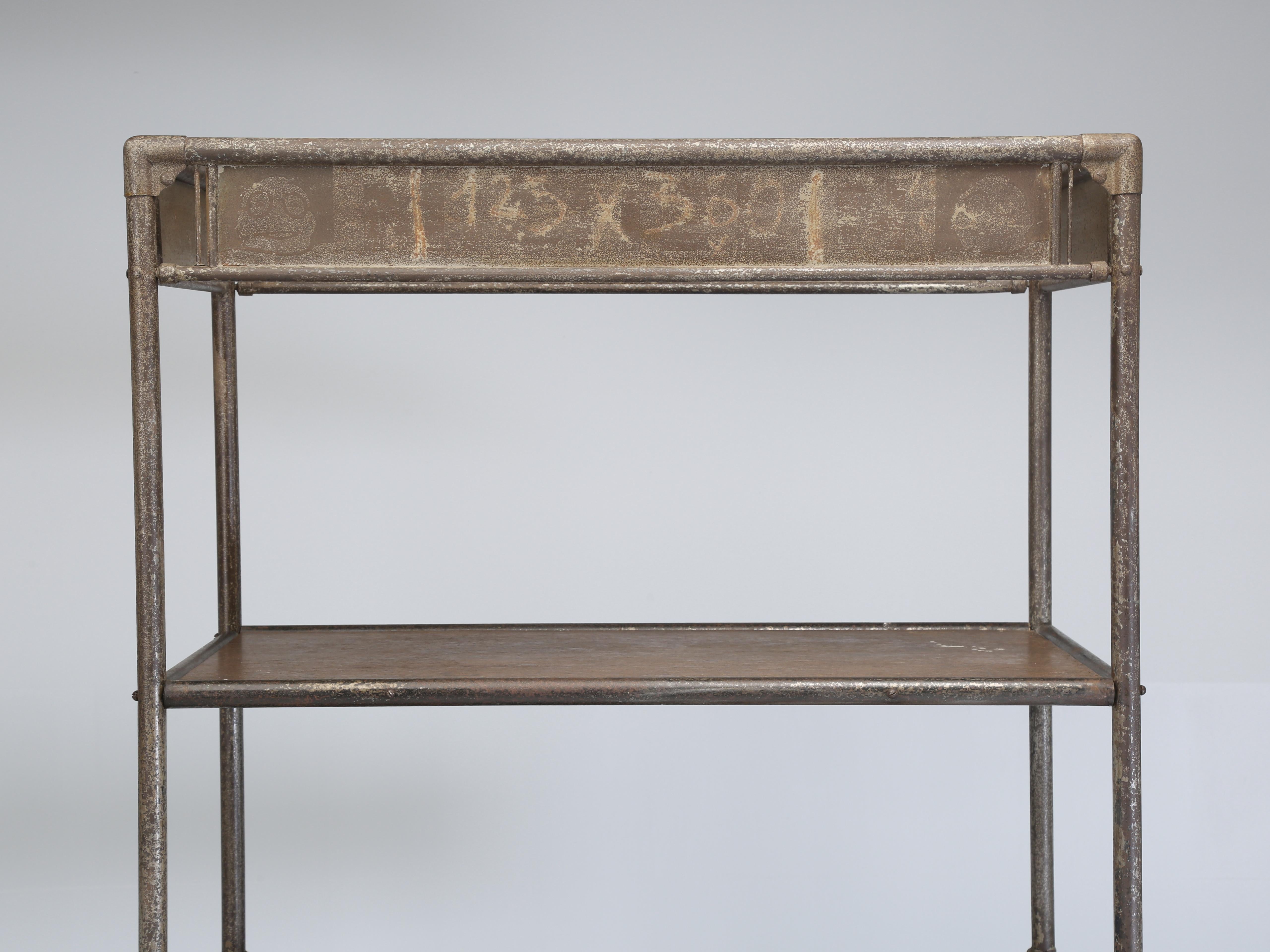 Michelin Antique French Industrial Steel Shelf Unit Made in France c1900-1920 For Sale 8