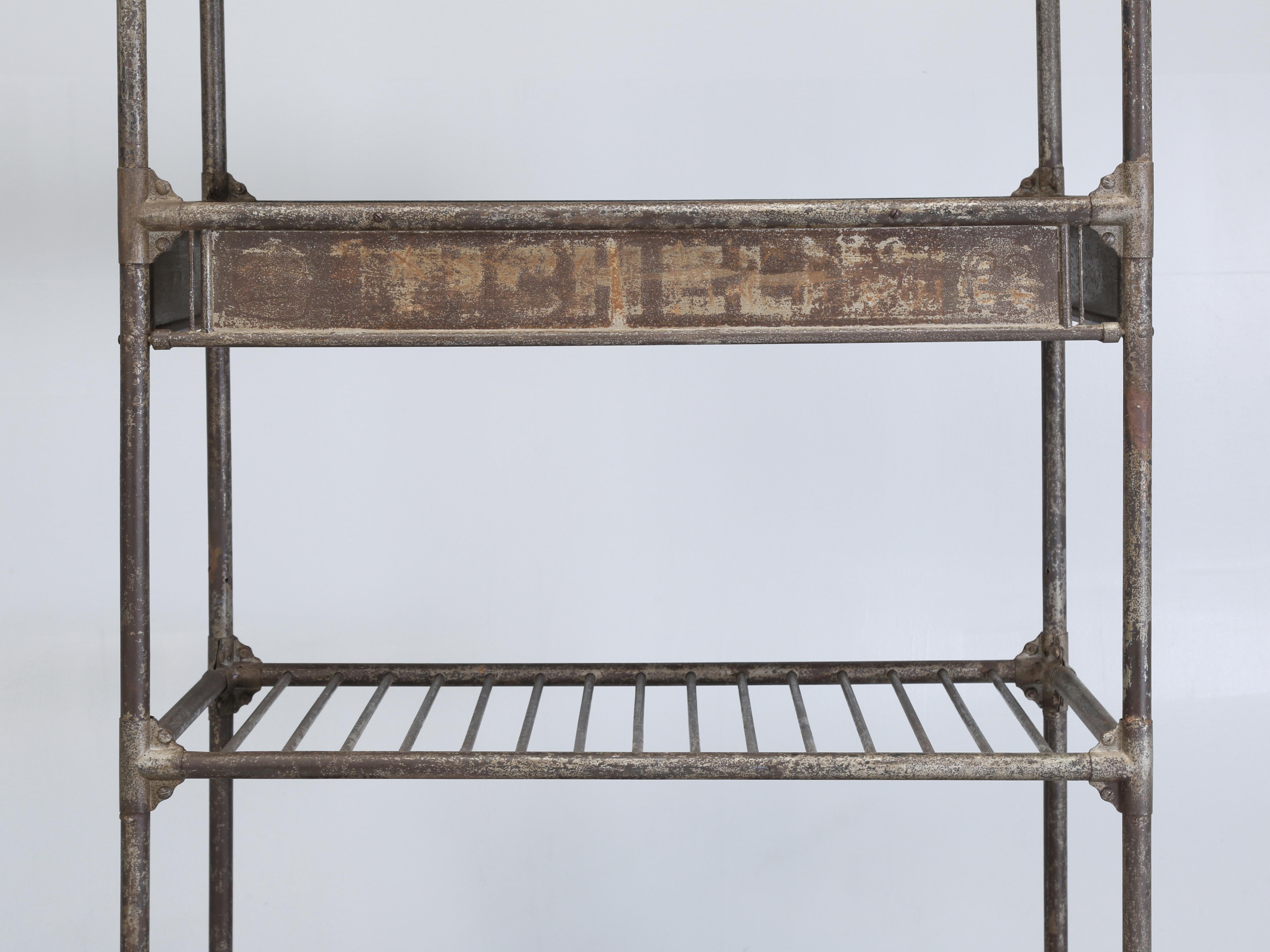 Michelin Antique French Industrial Steel Shelf Unit Made in France c1900-1920 7