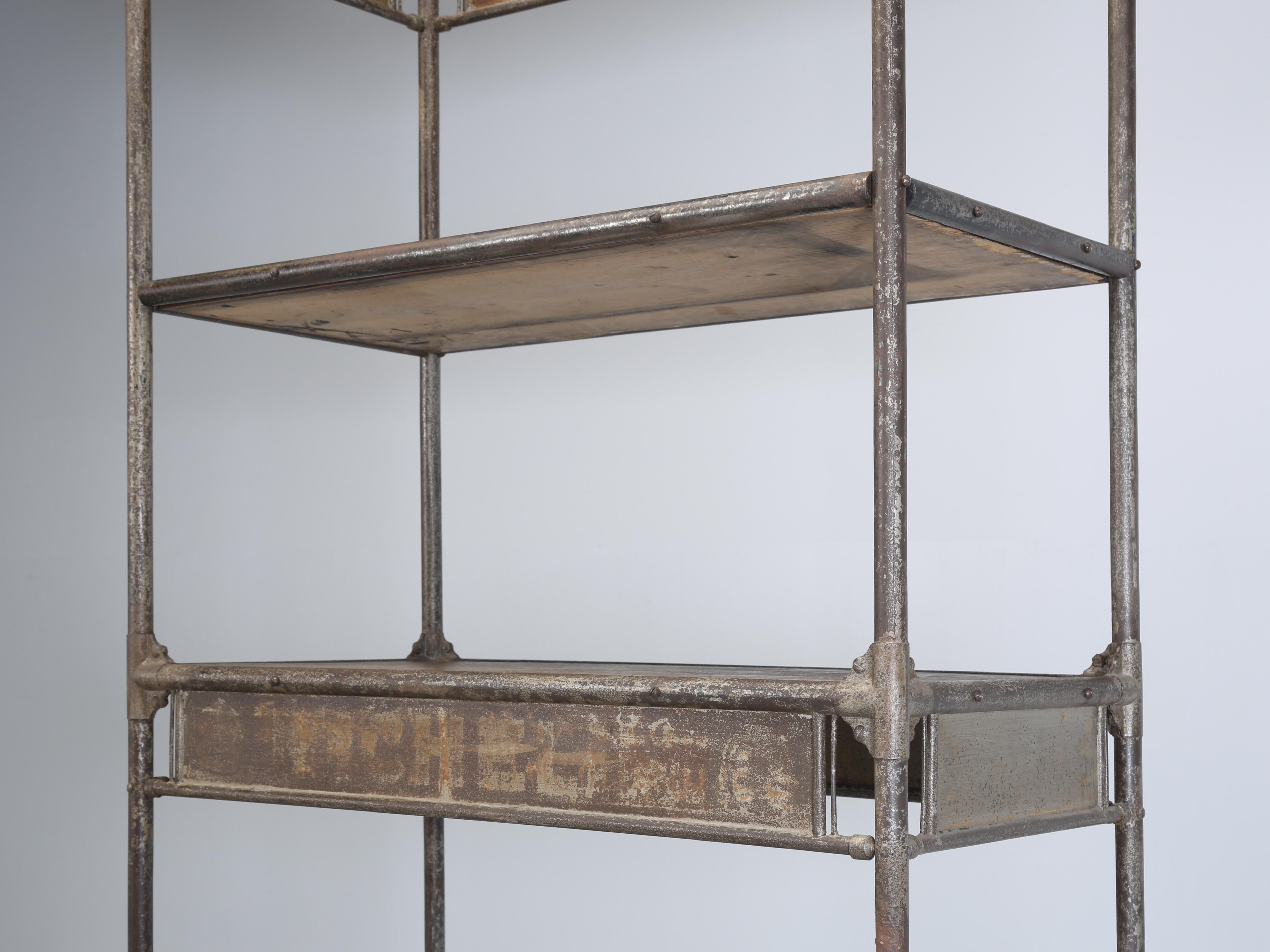 Michelin Antique French Industrial Steel Shelf Unit Made in France c1900-1920 For Sale 10