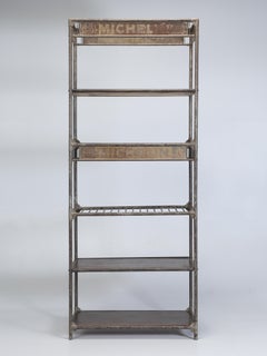 Michelin Antique French Industrial Steel Shelf Unit Made in France c1900-1920