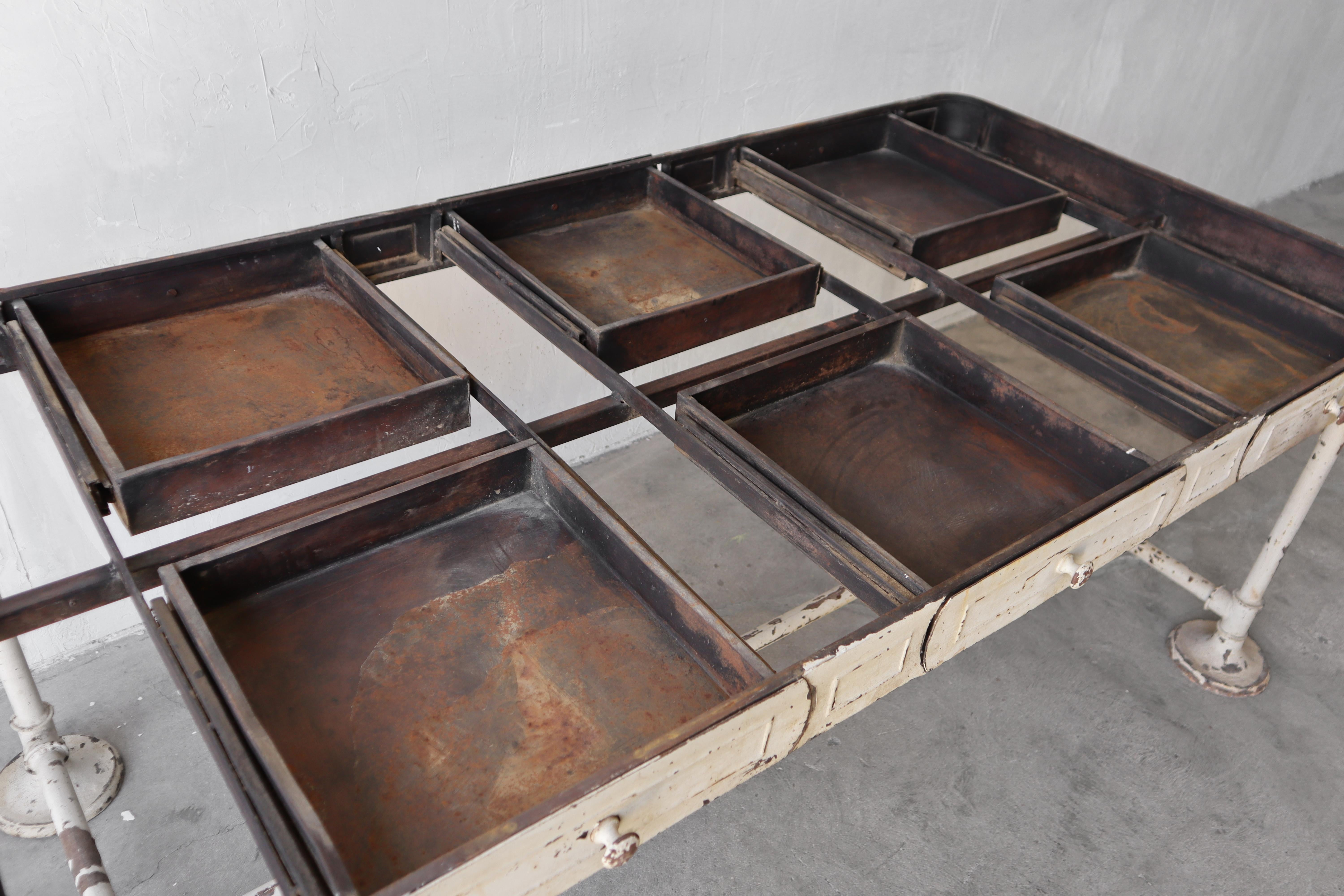 Antique French Industrial Work Table Dining Table Desk 6