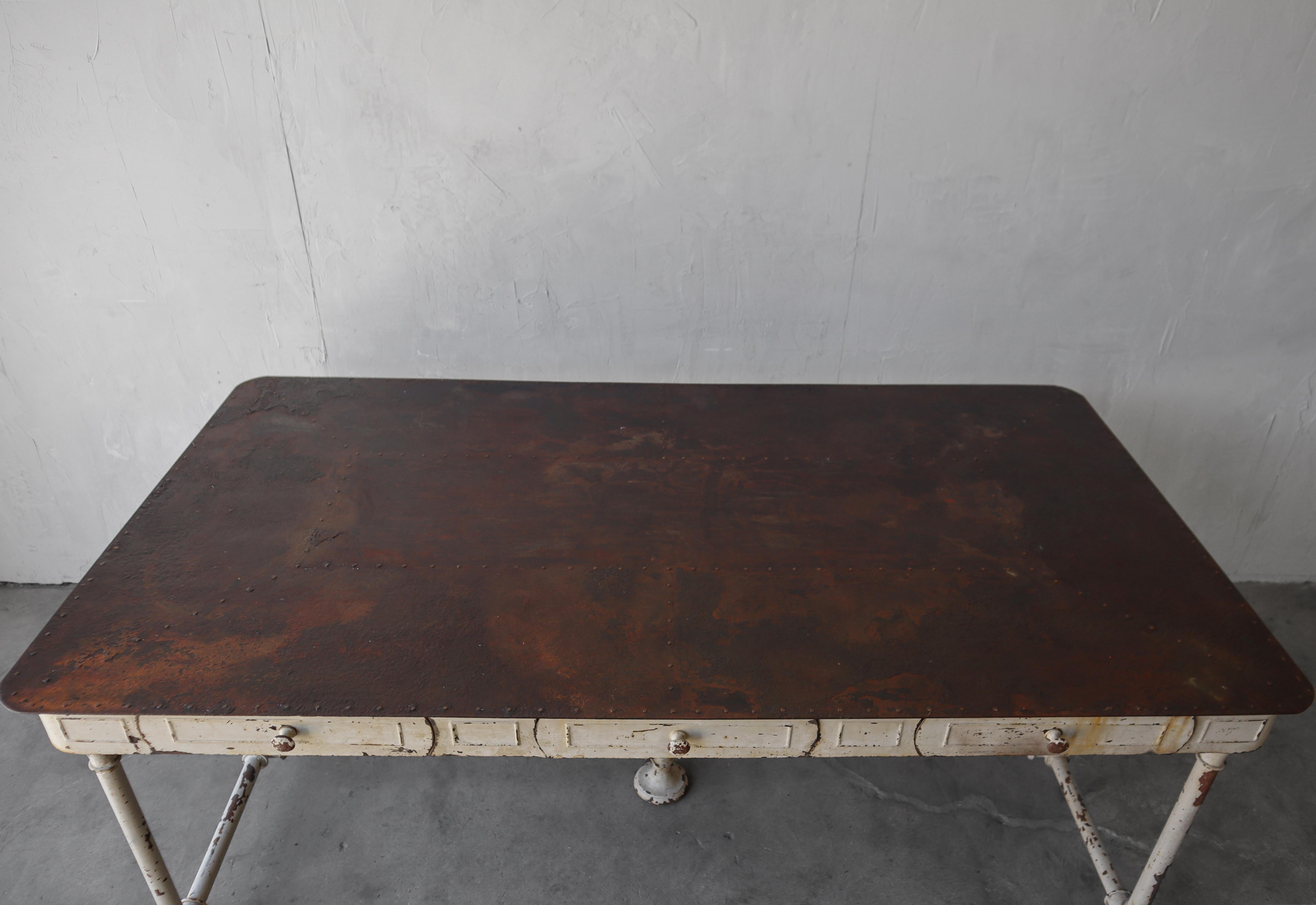 Iron Antique French Industrial Work Table Dining Table Desk