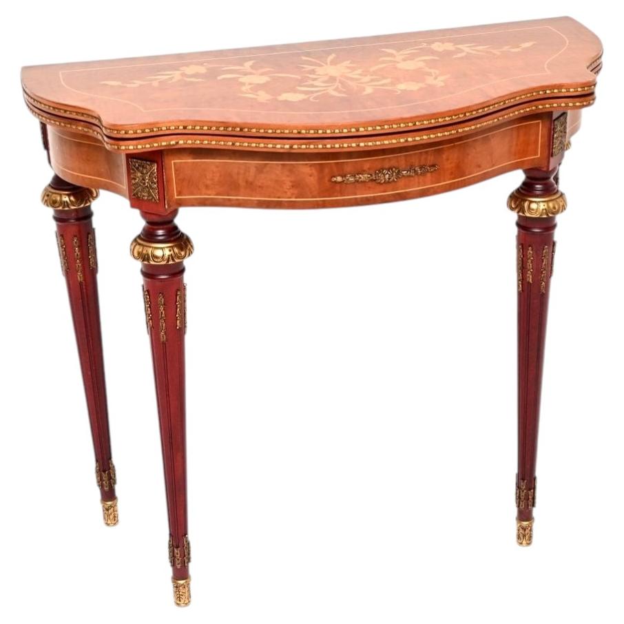 Antique French Inlaid Card / Console Table For Sale