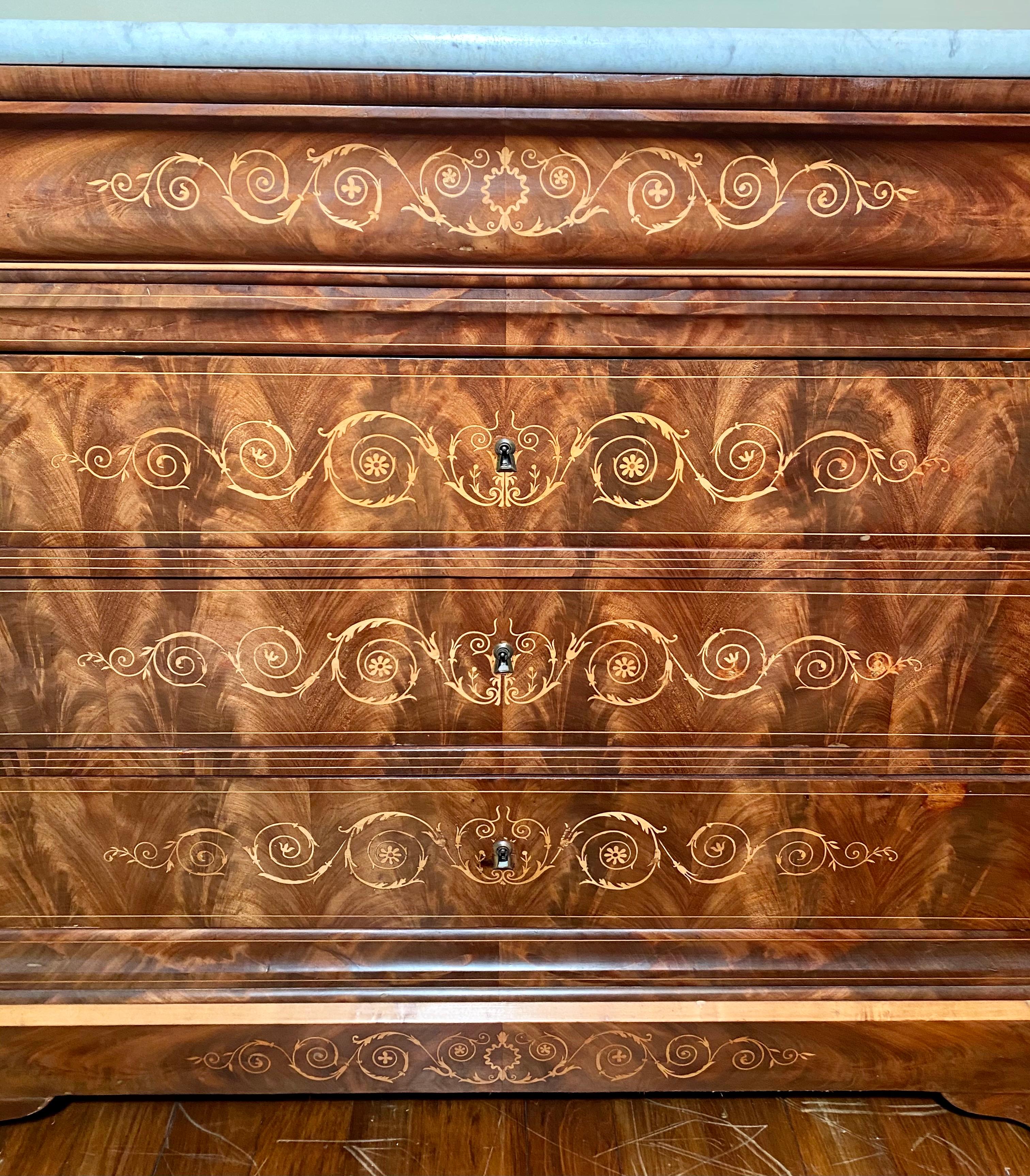 Antique French Inlaid Charles X Commode, circa 1830-1840 In Good Condition For Sale In New Orleans, LA