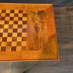 Antique French Inlaid Game Table with Reversible Chessboard Backgammon Top