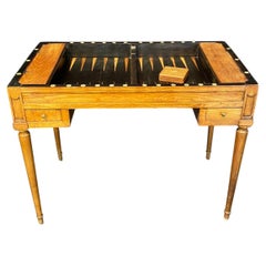 Antique French Inlaid Game Table with Reversible Chessboard Backgammon Top
