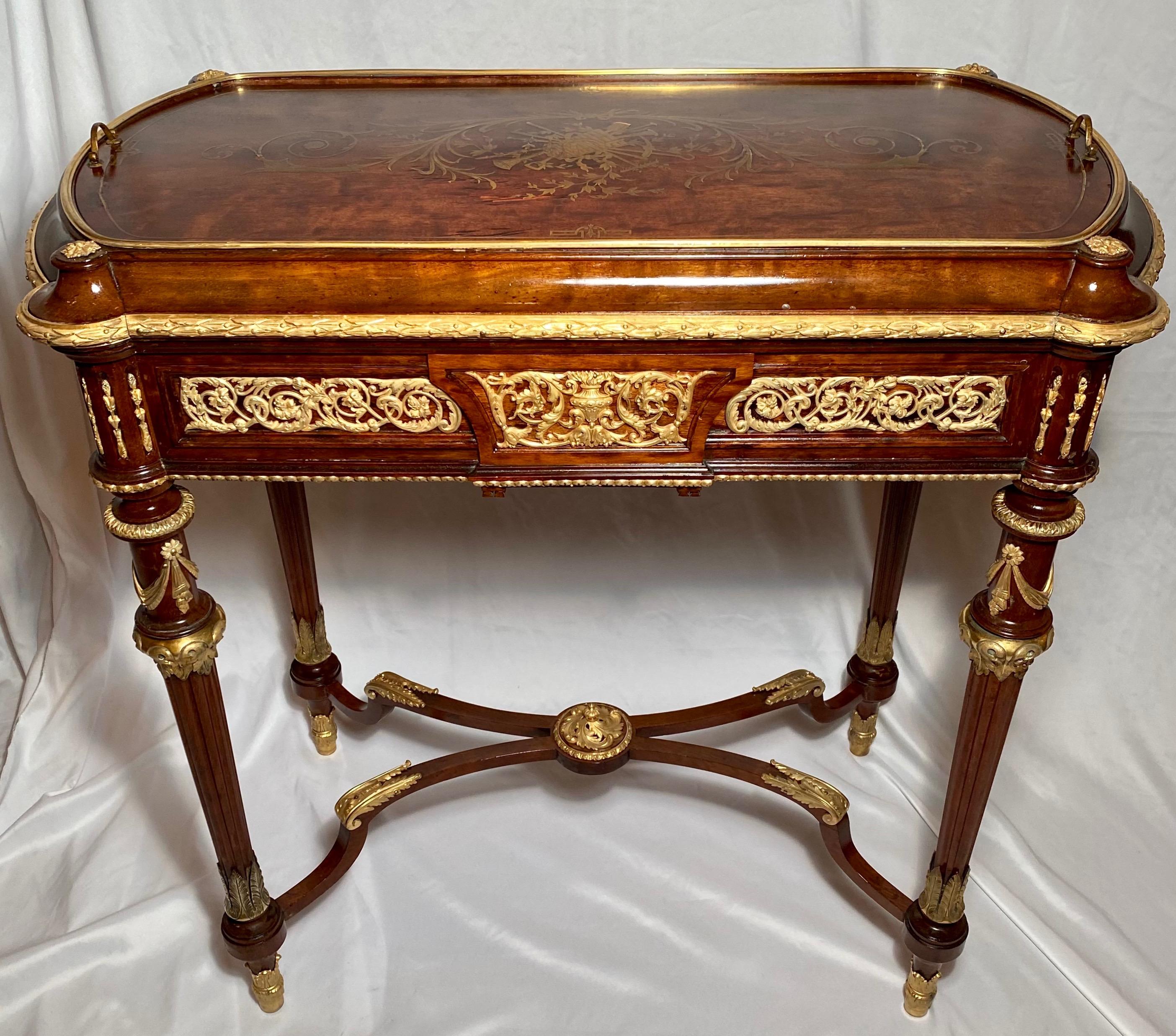 Antique French inlaid jardinière Napoleon III table circa 1885 with exotic wood inlay. A beautiful example of fine woodworking.

 