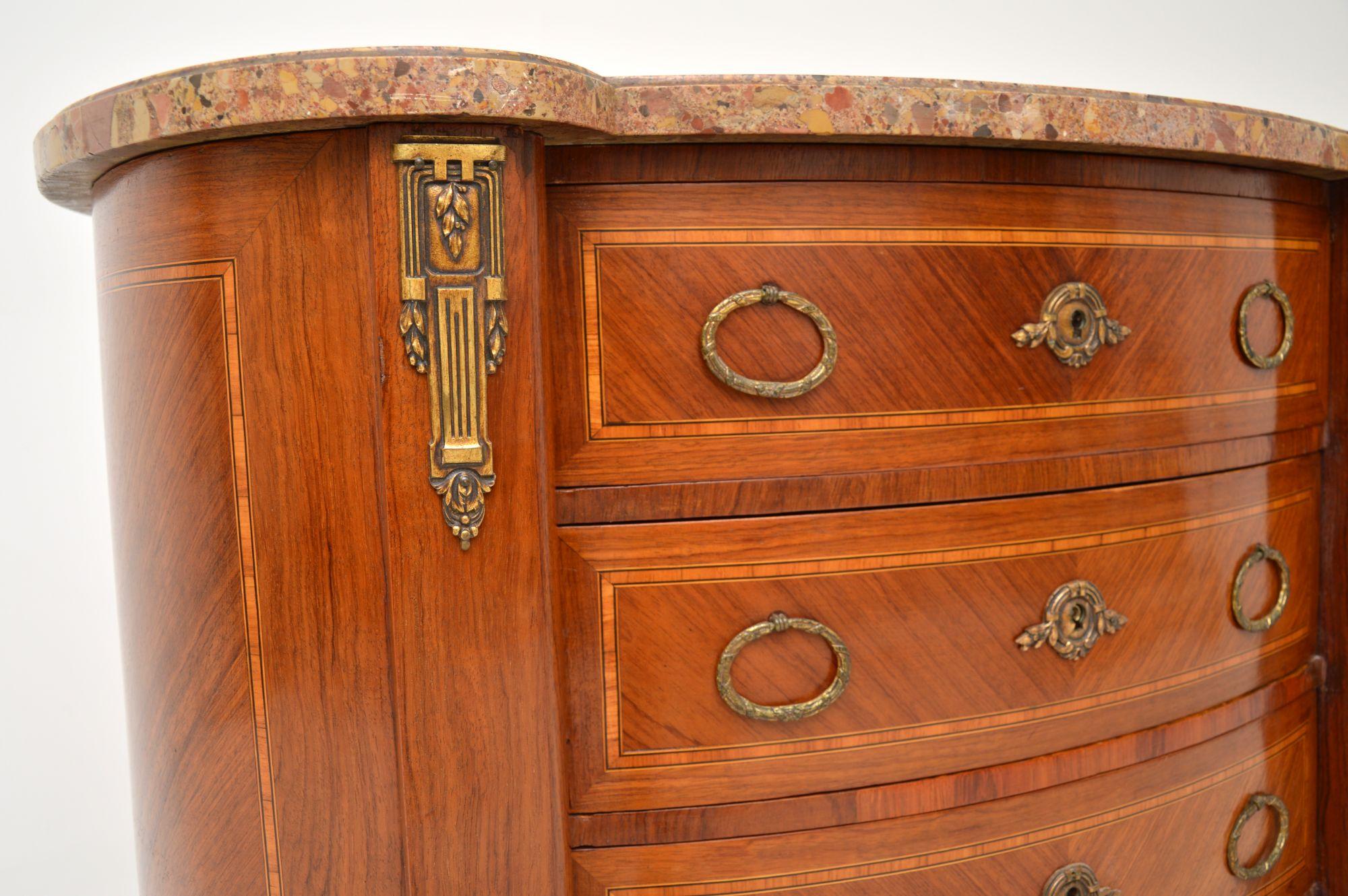 Antique French Inlaid Wood Marble Top Commode 3