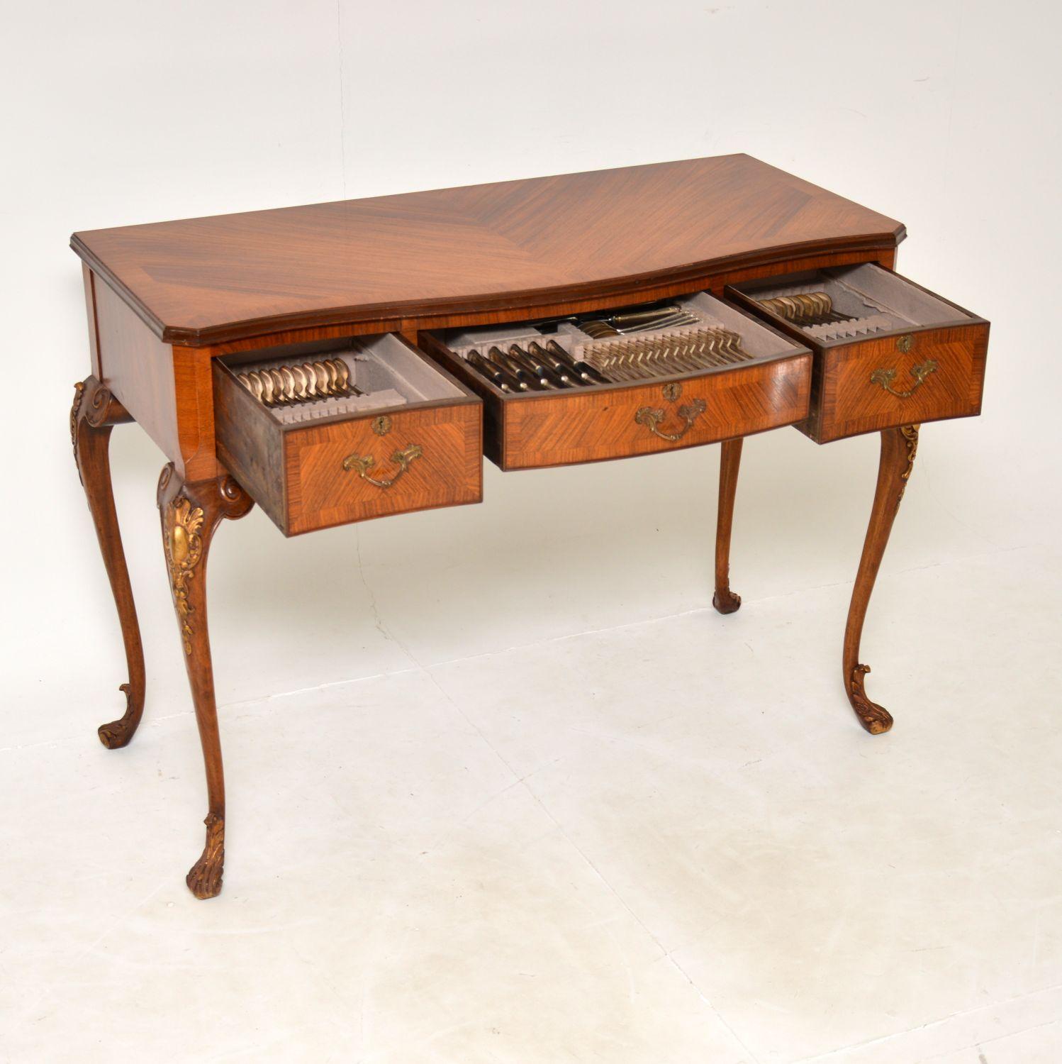 Antique French Inlaid King Wood Server Table / Canteen of Cutlery In Good Condition In London, GB