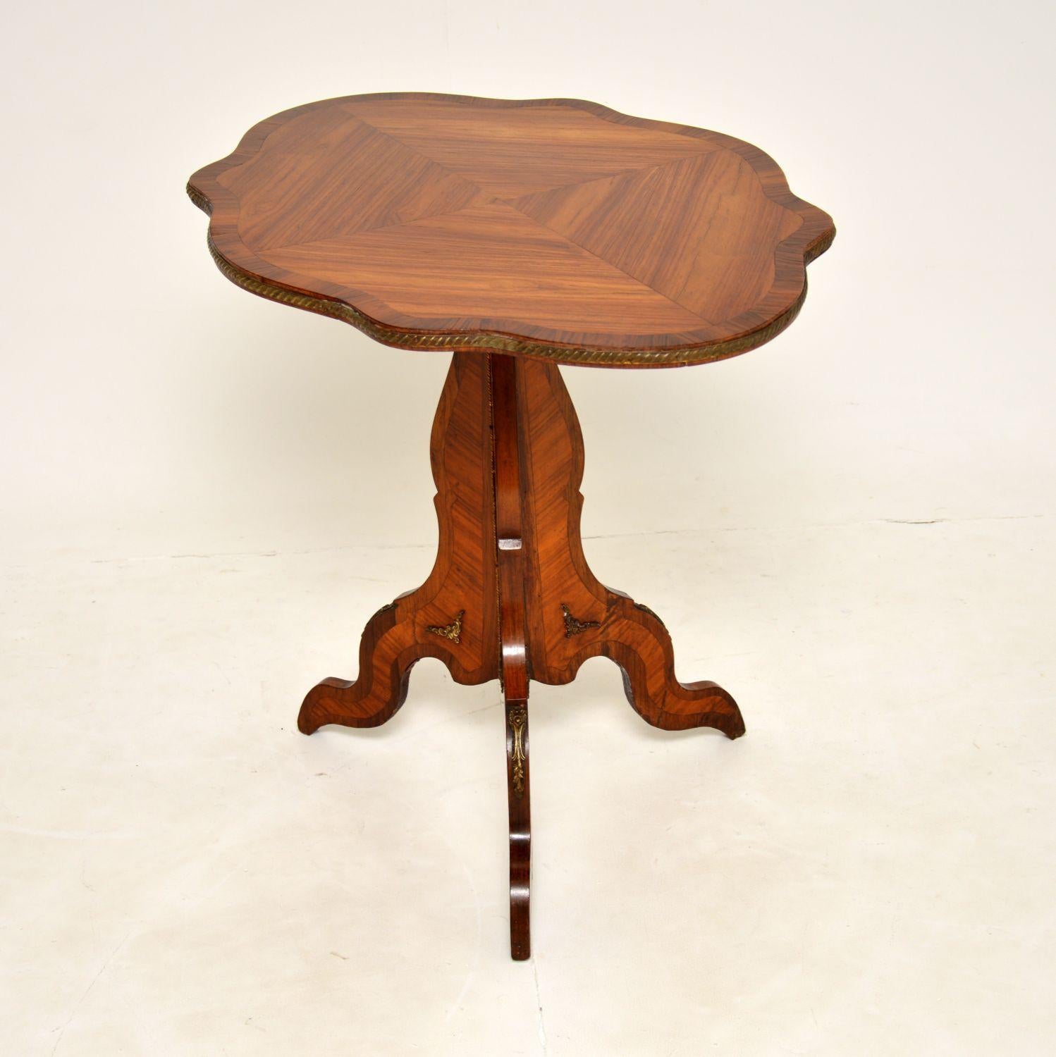 Antique French Inlaid King Wood Side Table 1