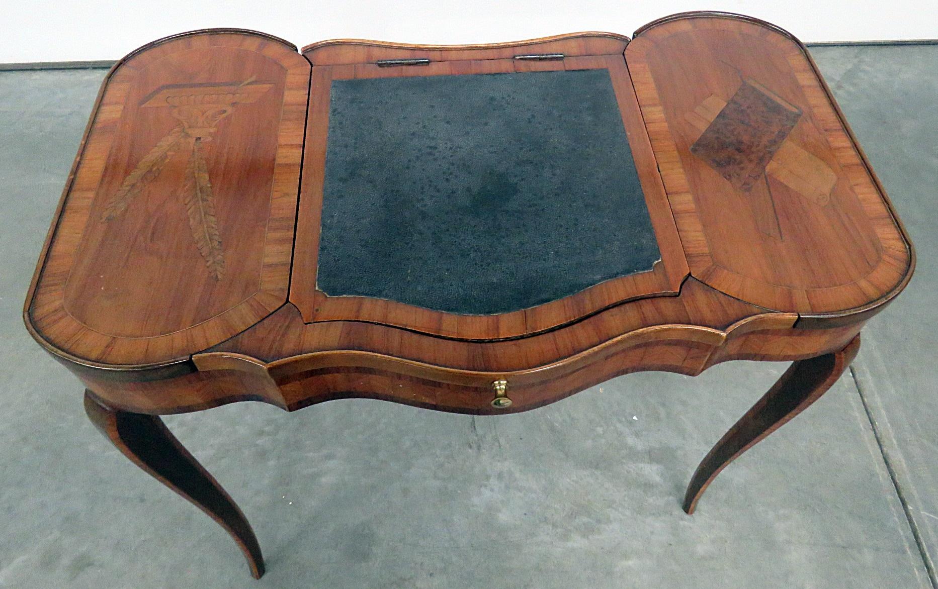 20th Century Antique French Inlaid Ladies Vanity Wrtining Table Desk