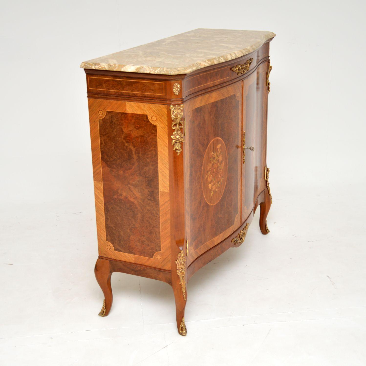 Antique French Inlaid Marble Top Cabinet 3