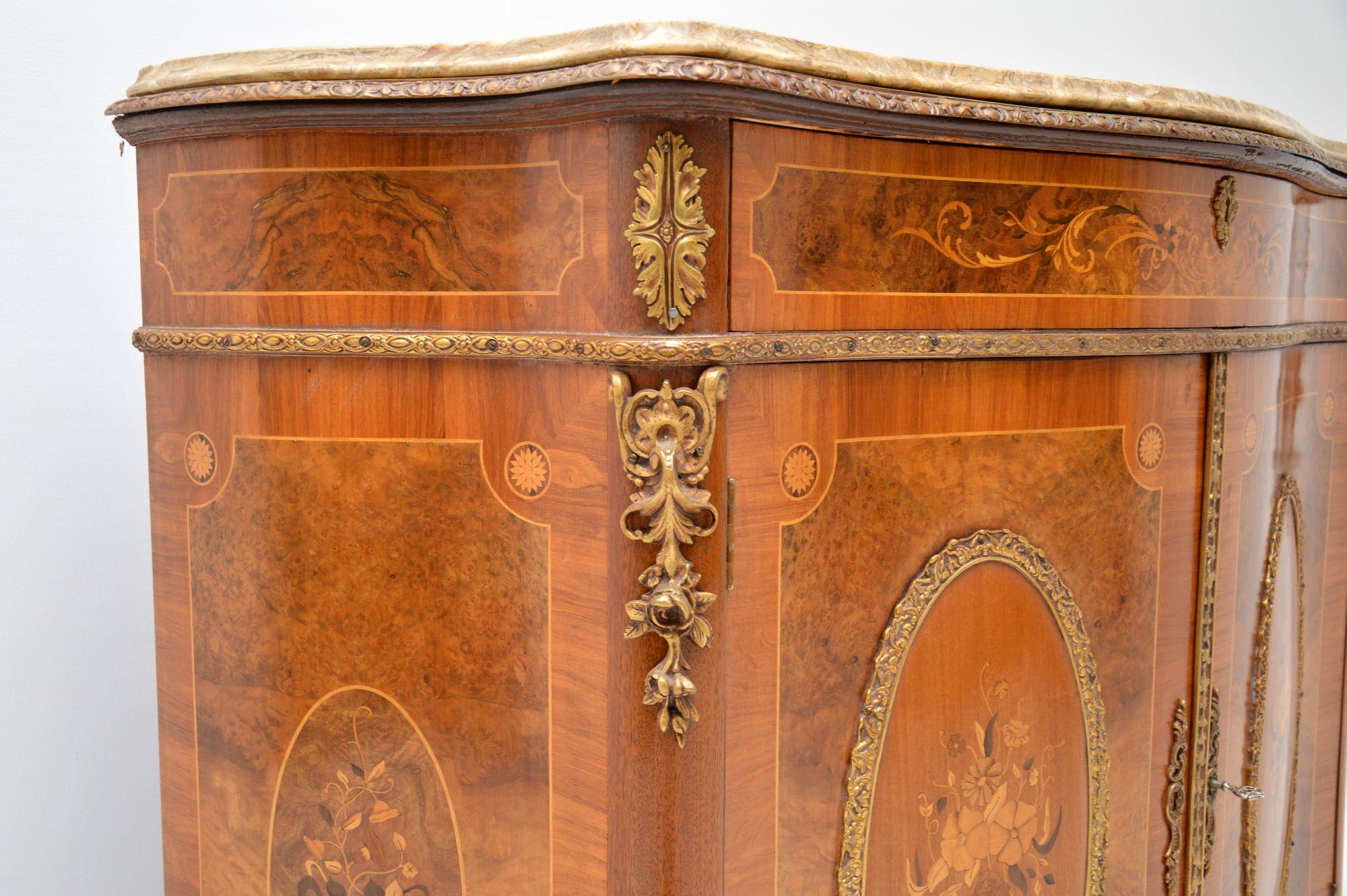 Antique French Inlaid Marble-Top Cabinet 5