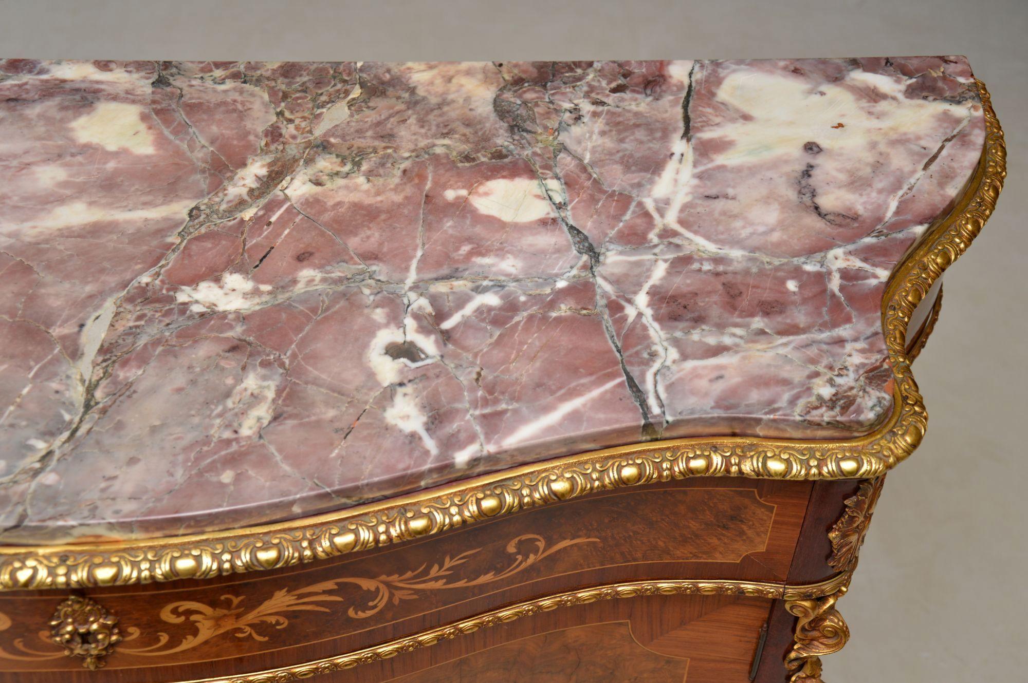 Antique French Inlaid Marble Top Cabinet 5