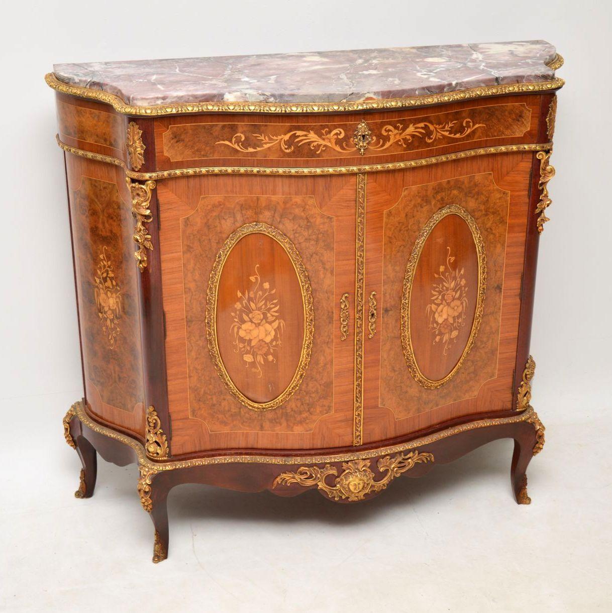 Antique French Inlaid Marble Top Cabinet 6