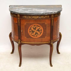 Antique French Inlaid Marble Top Cabinet