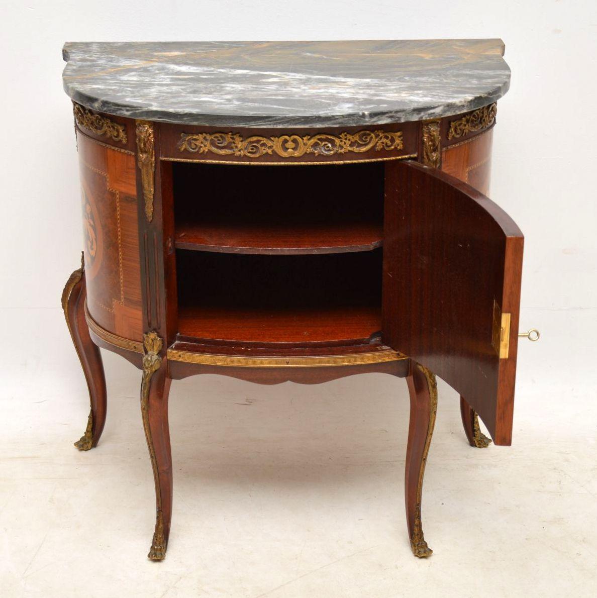Louis XVI Antique French Inlaid Marble Top Cabinet