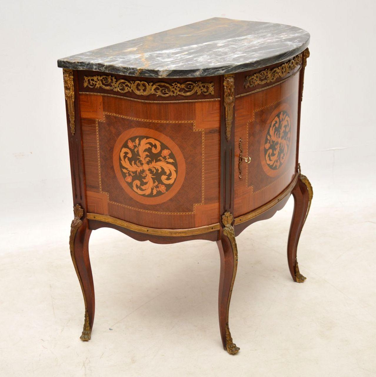 Antique French Inlaid Marble Top Cabinet In Excellent Condition In London, GB