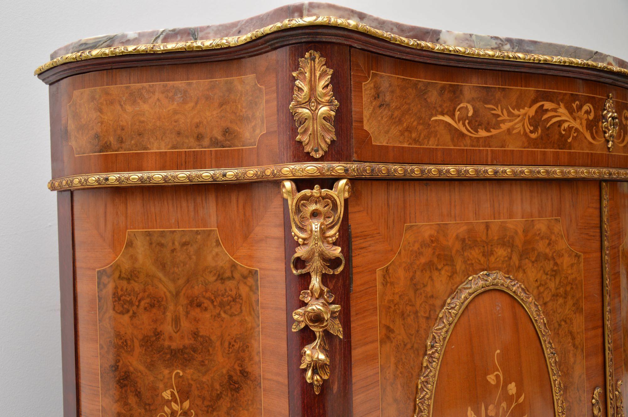 Louis XIV Antique French Inlaid Marble Top Cabinet