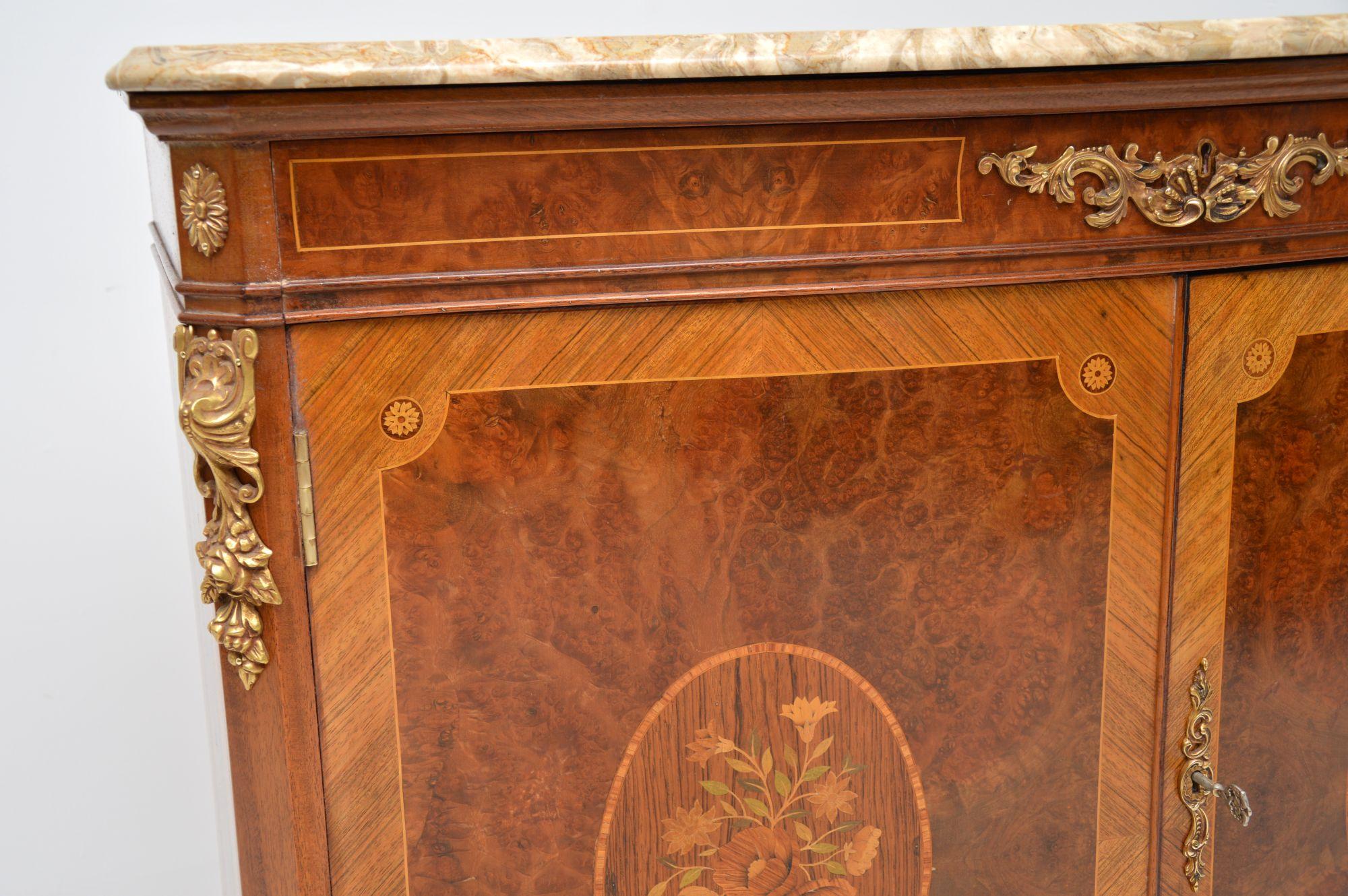 Antique French Inlaid Marble Top Cabinet In Good Condition In London, GB